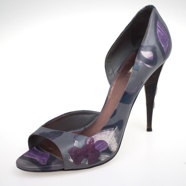 Pre Owned Miu Miu Printed Leather Dórsay Pumps Size 41