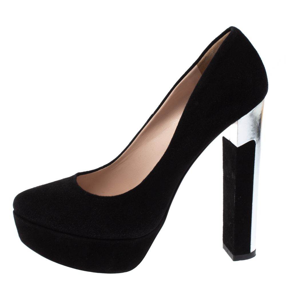 

Miu Miu Black Suede Platform Pumps Size