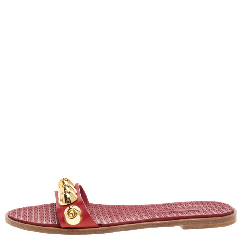 

Miu Miu Red Leather Slide Sandals Size