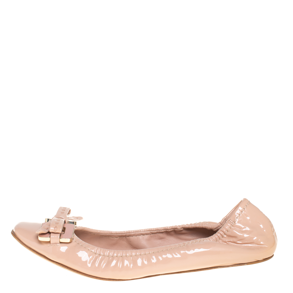 

Dior Blush Pink Patent Leather Bow Ballet Flats Size