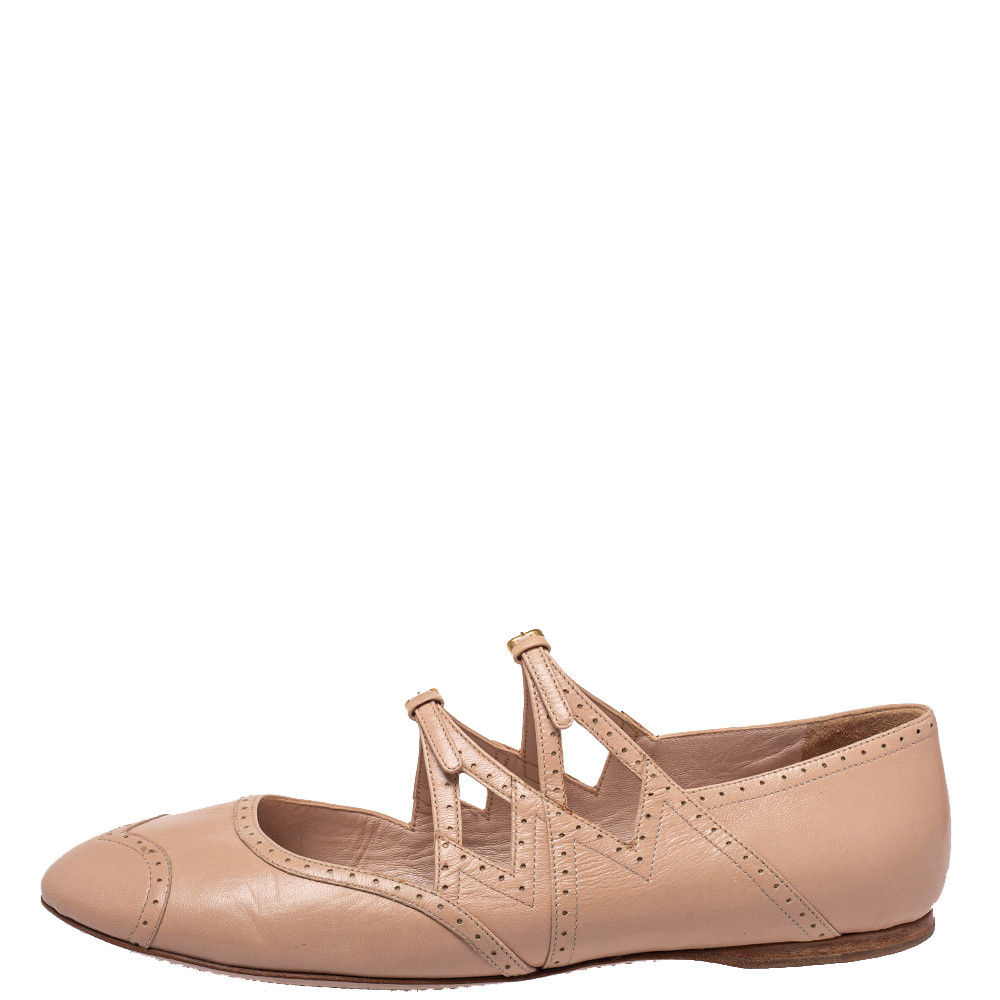 

Miu Miu Beige Leather Criss Cross Ballerina Flats Size