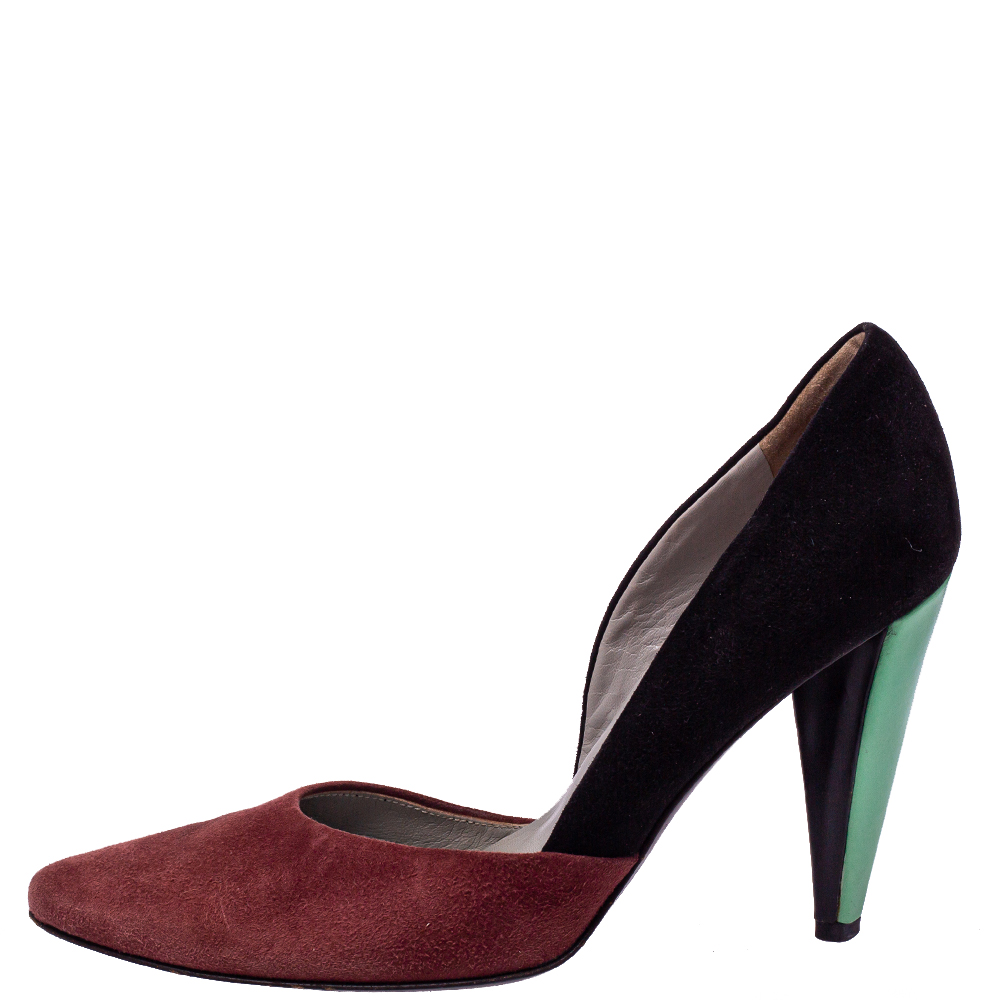 

Miu Miu Vintage Burgundy/Black Suede D'orsay Pumps Size