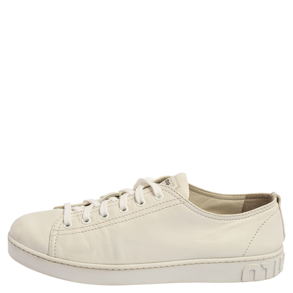 

Miu Miu White Leather Low Top Sneaker Size