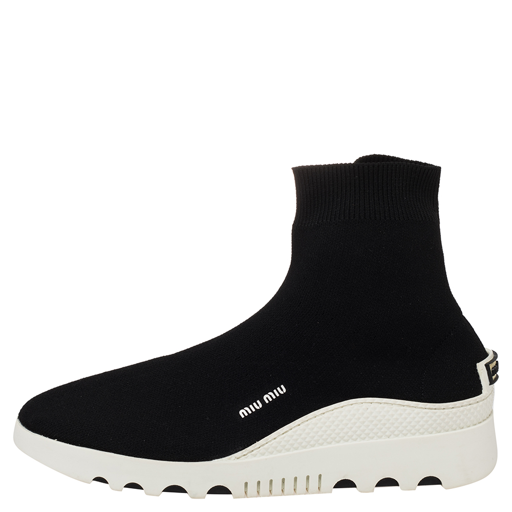 

Miu Miu Black Knit Fabric Sock Sneakers Size