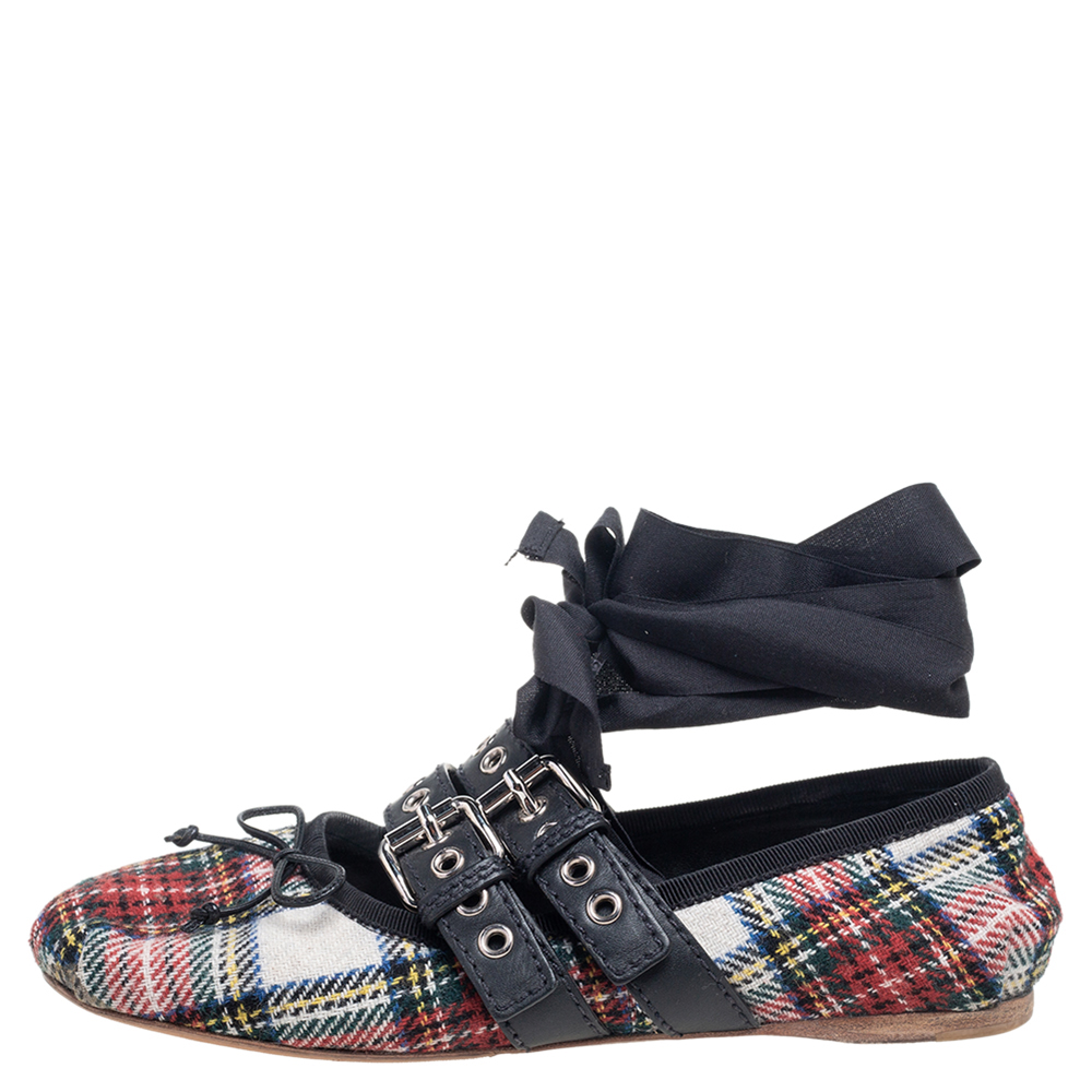 

Miu Miu Multiolor Fabric Double Buckle Naplak Ballet Flats Size, Multicolor