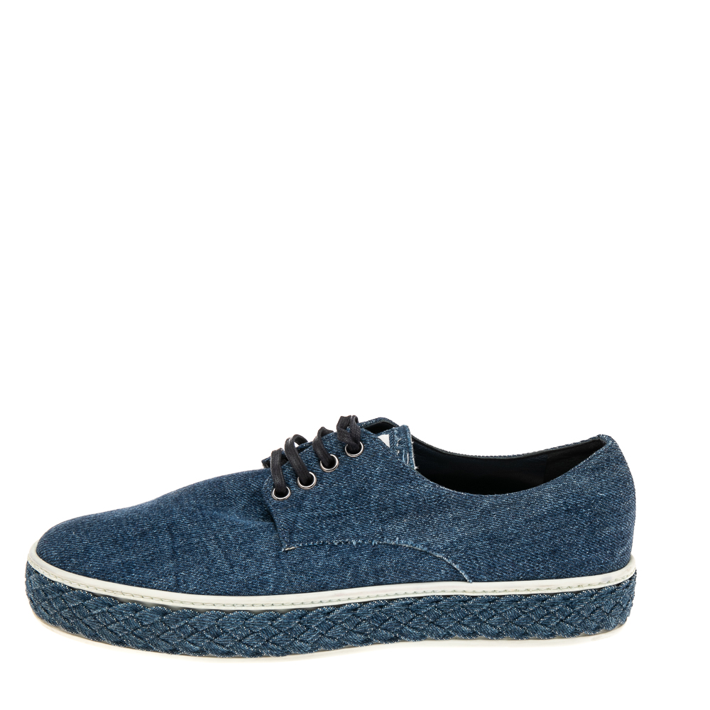 

Miu Miu Blue Denim Lace Up Low Top Sneakers Size