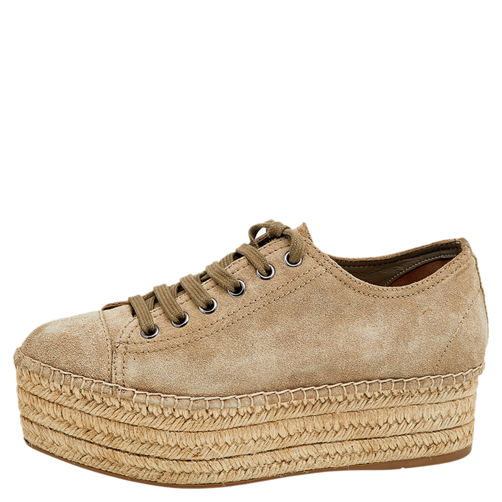 

Miu Miu Beige Suede Espadrille Platform Sneakers Size