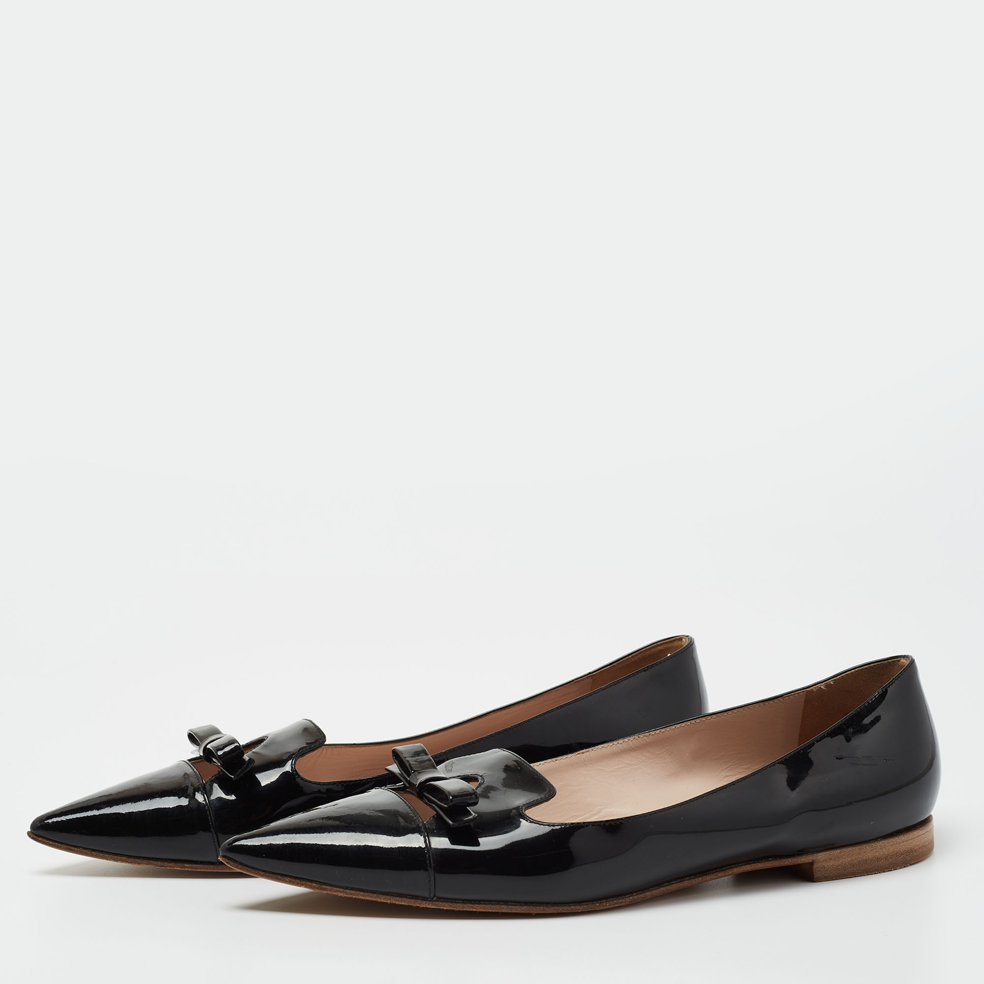 

Miu Miu Black Patent Leather Bow Ballet Flats Size