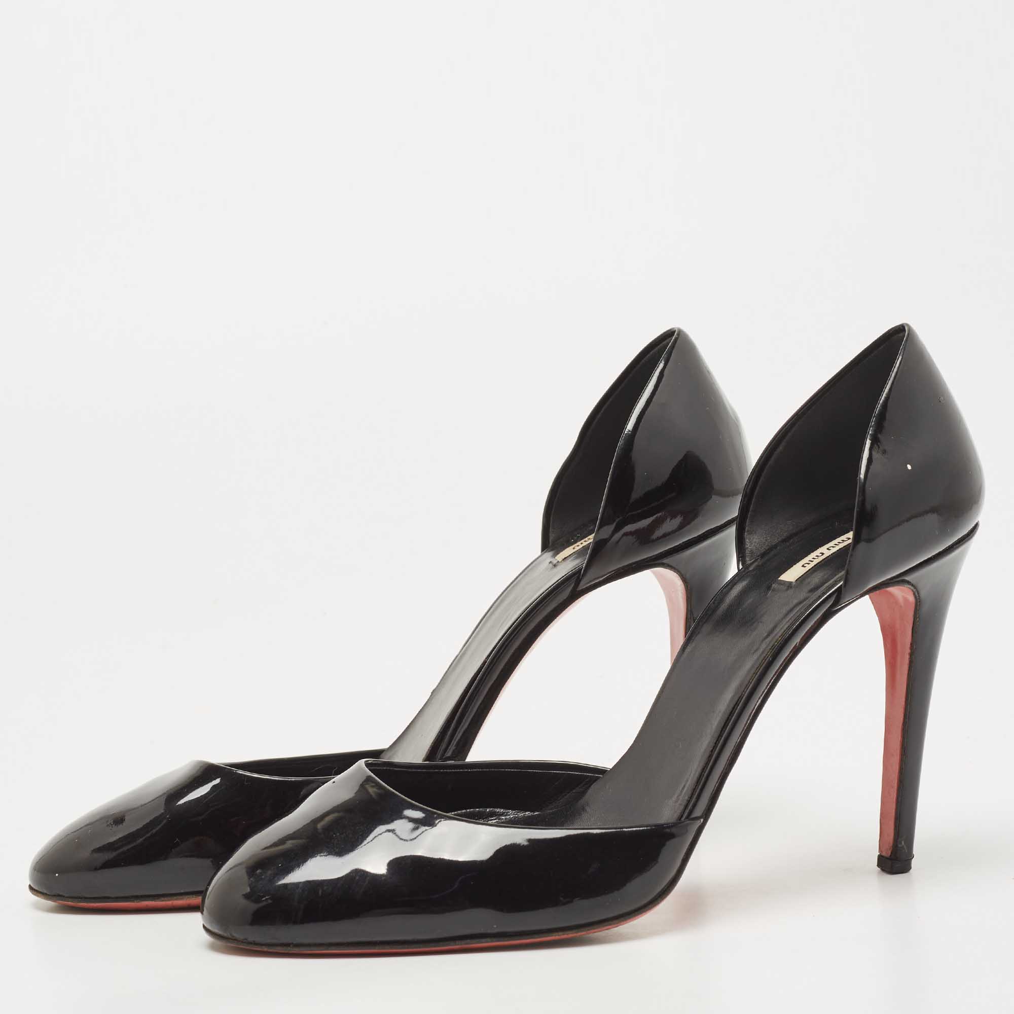

Miu Miu Black Patent Leather D'orsay Pumps Size