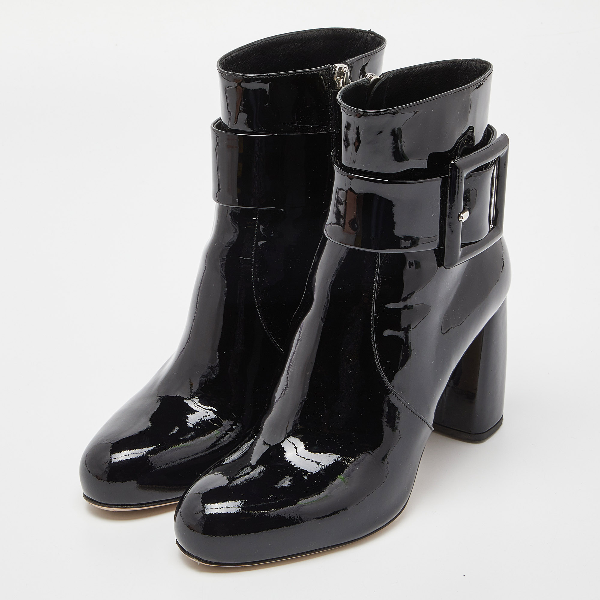 

Miu Miu Black Patent Leather Ankle Boots Size