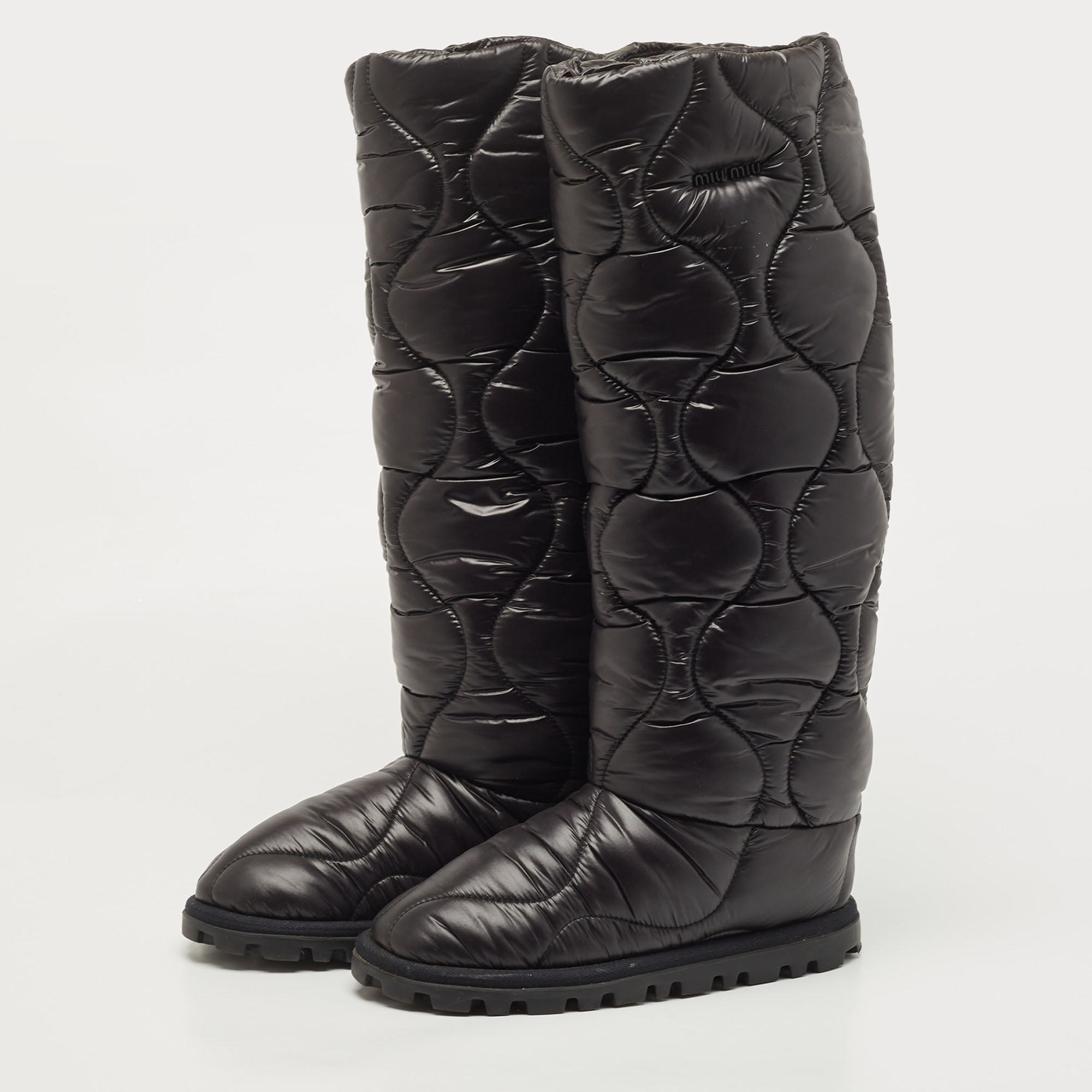 

Miu Miu Black Nylon knee length Boots Size