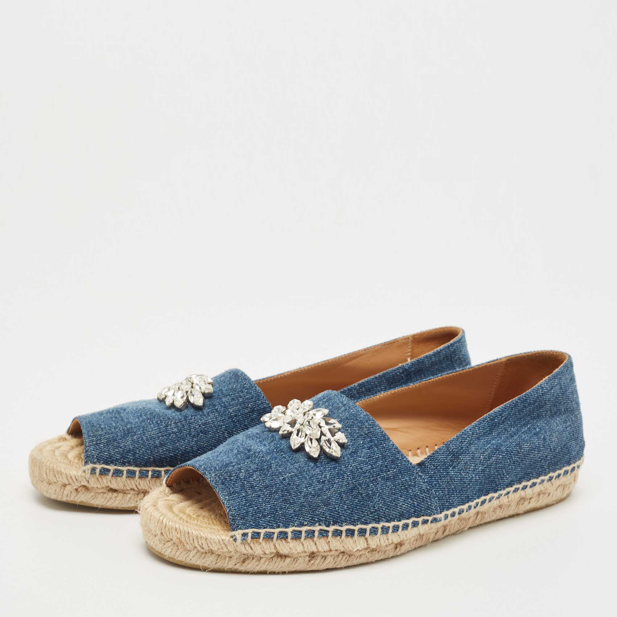 

Miu Miu Blue Denim Espadrille Flats Size