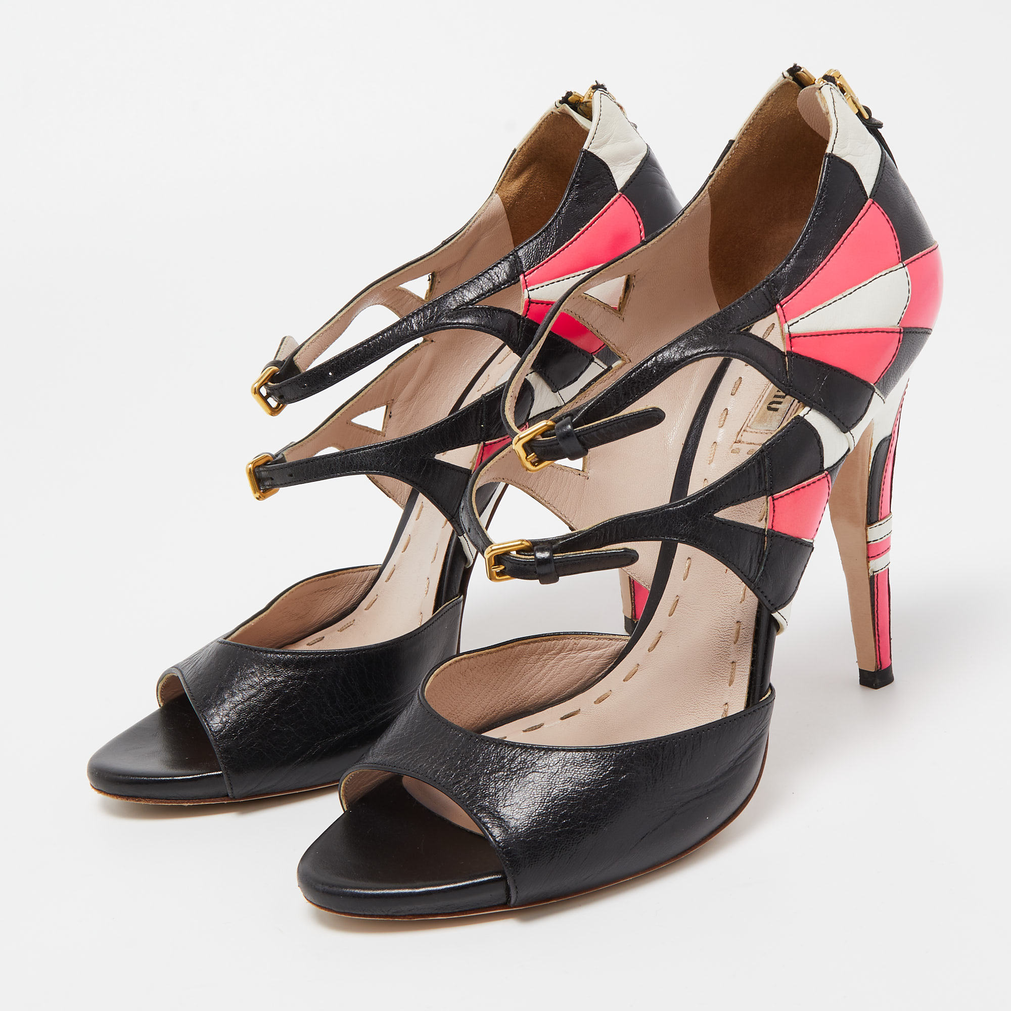 

Miu Miu Multicolor Leather Ankle Strap Sandals Size