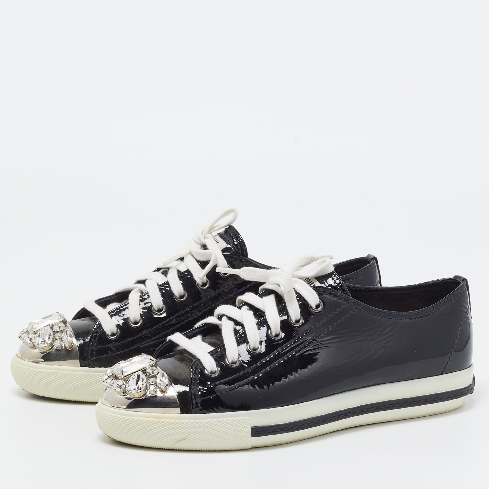 

Miu Miu Black Patent Low Top Sneakers Size