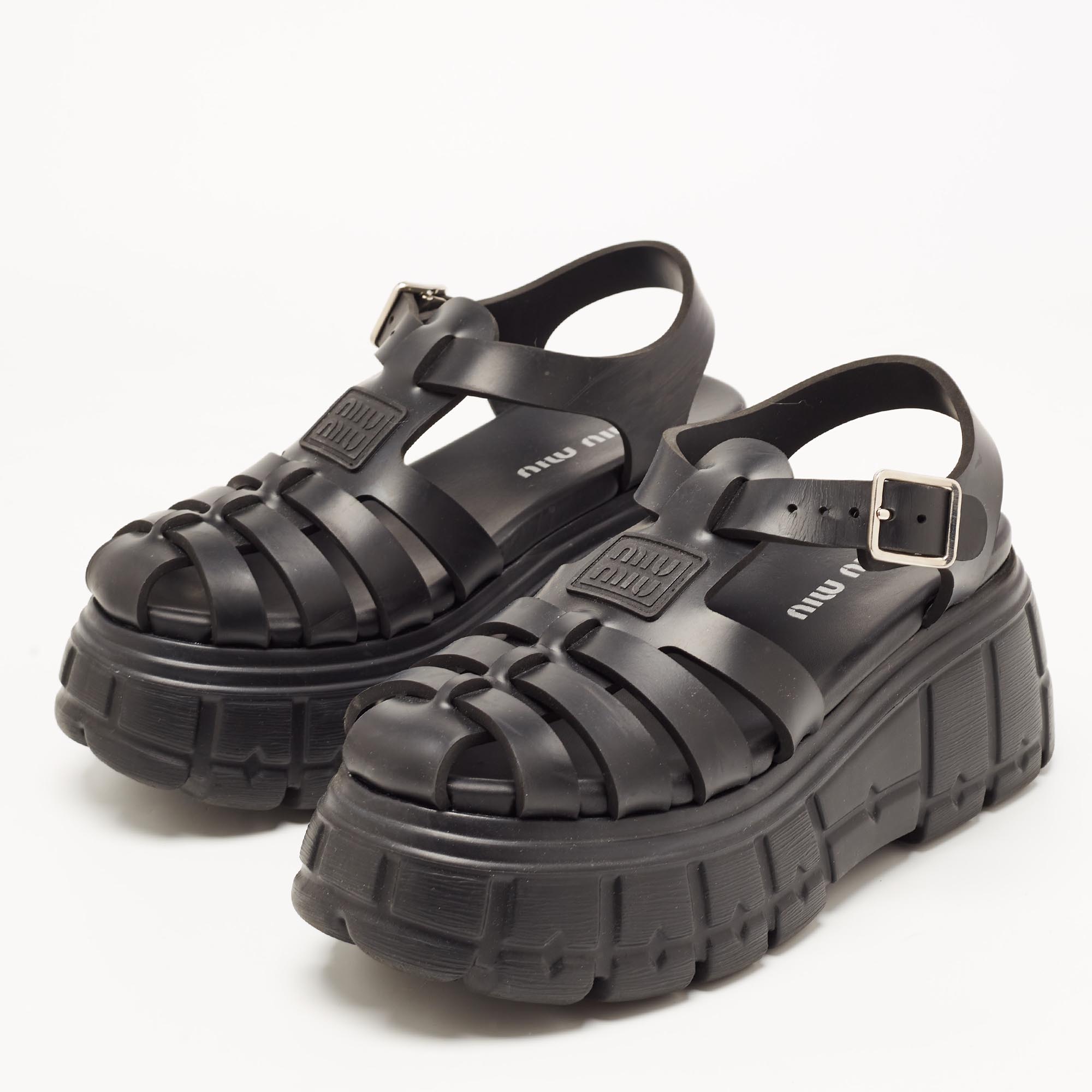 

Miu Miu Black Rubber Eva Platform Sandals Size