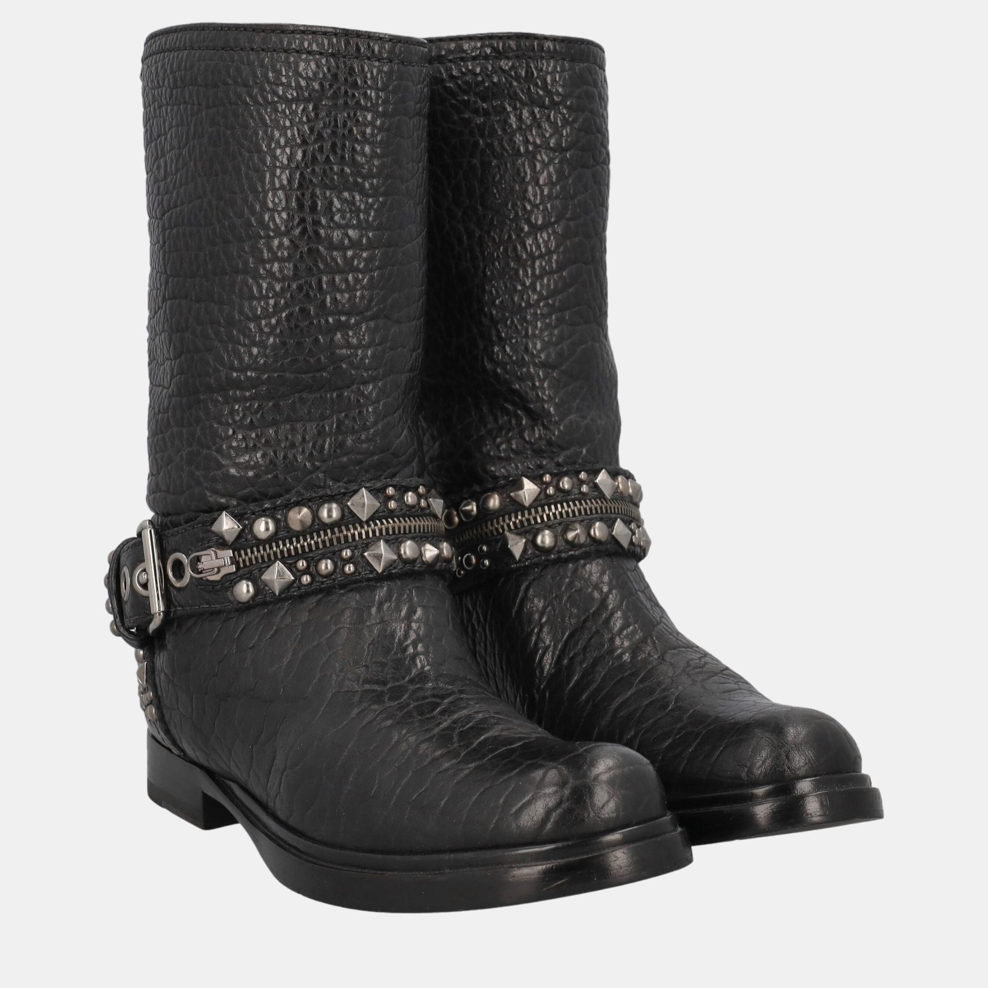 

Miu Miu Women's Leather Ankle Boots - Black - EU