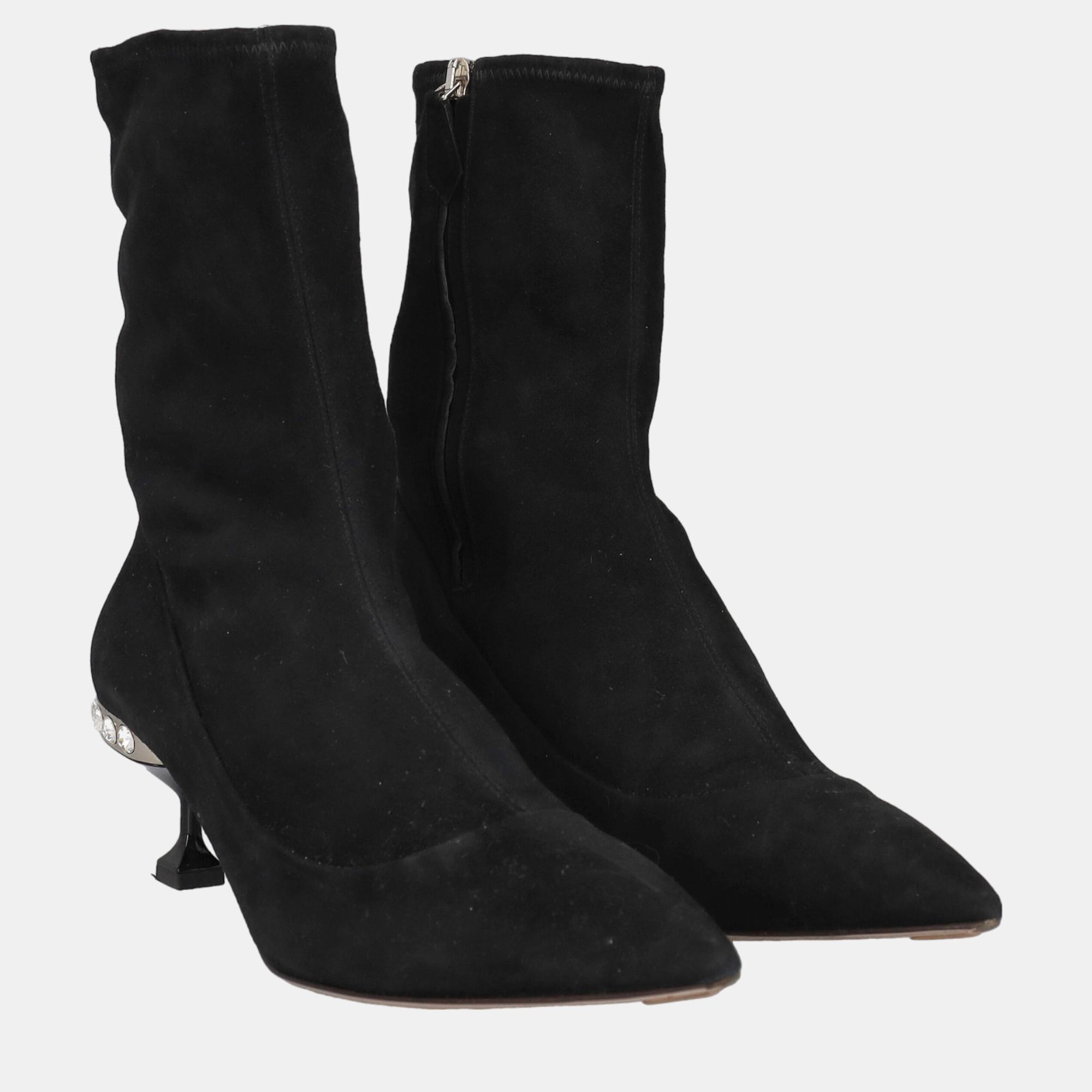 

Miu Miu Women's Leather Ankle Boots - Black - EU