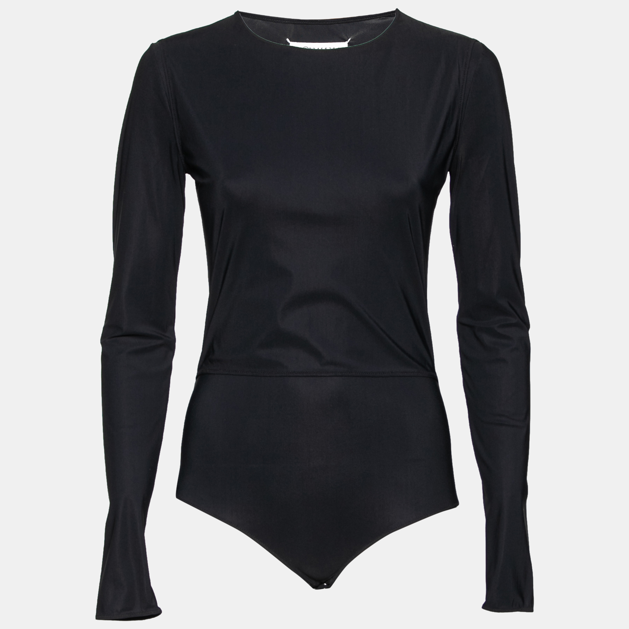 

MM6 Maison Margiela Black Jersey Overlay Detail Long Sleeve Bodysuit M