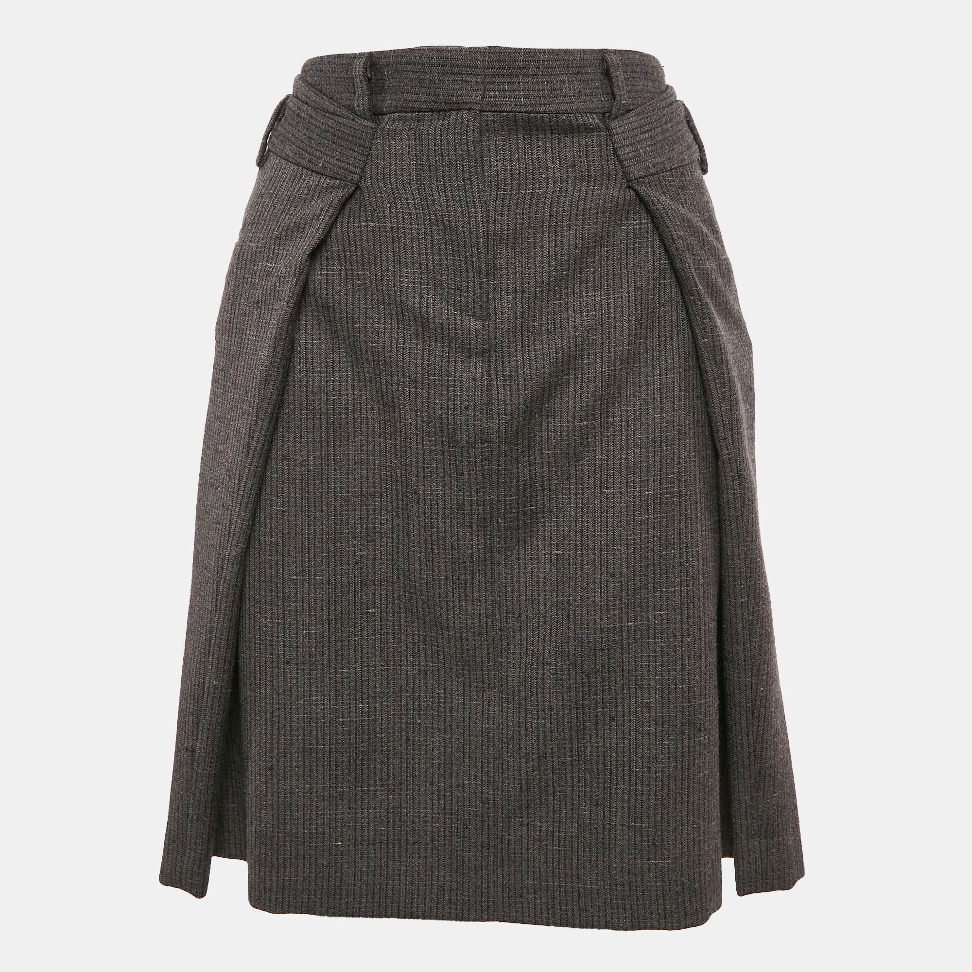 

Maison Margiela Grey Wool Pleated Pencil Skirt M