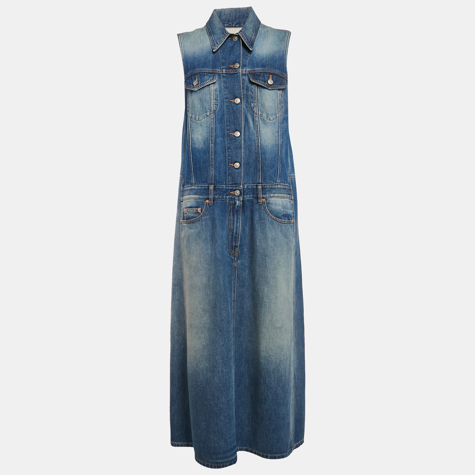 

MM6 Maison Margiela Blue Denim Sleeveless Long Dress L