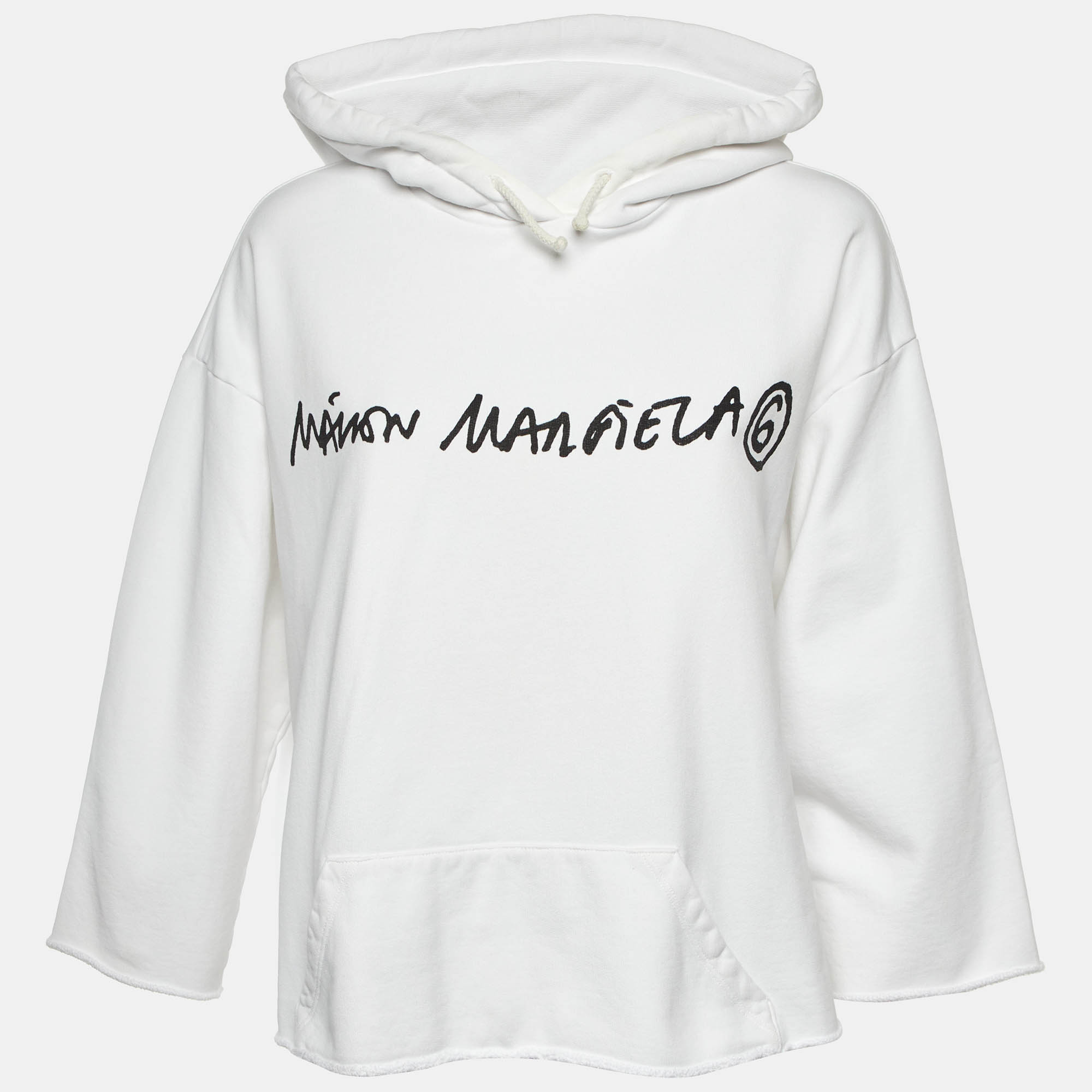 

MM6 Maison Margiela White Logo Print Cotton Hoodie S