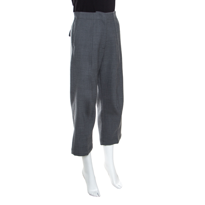 

MM6 Maison Margiela Grey High Waisted Loose Fit Cropped Trousers