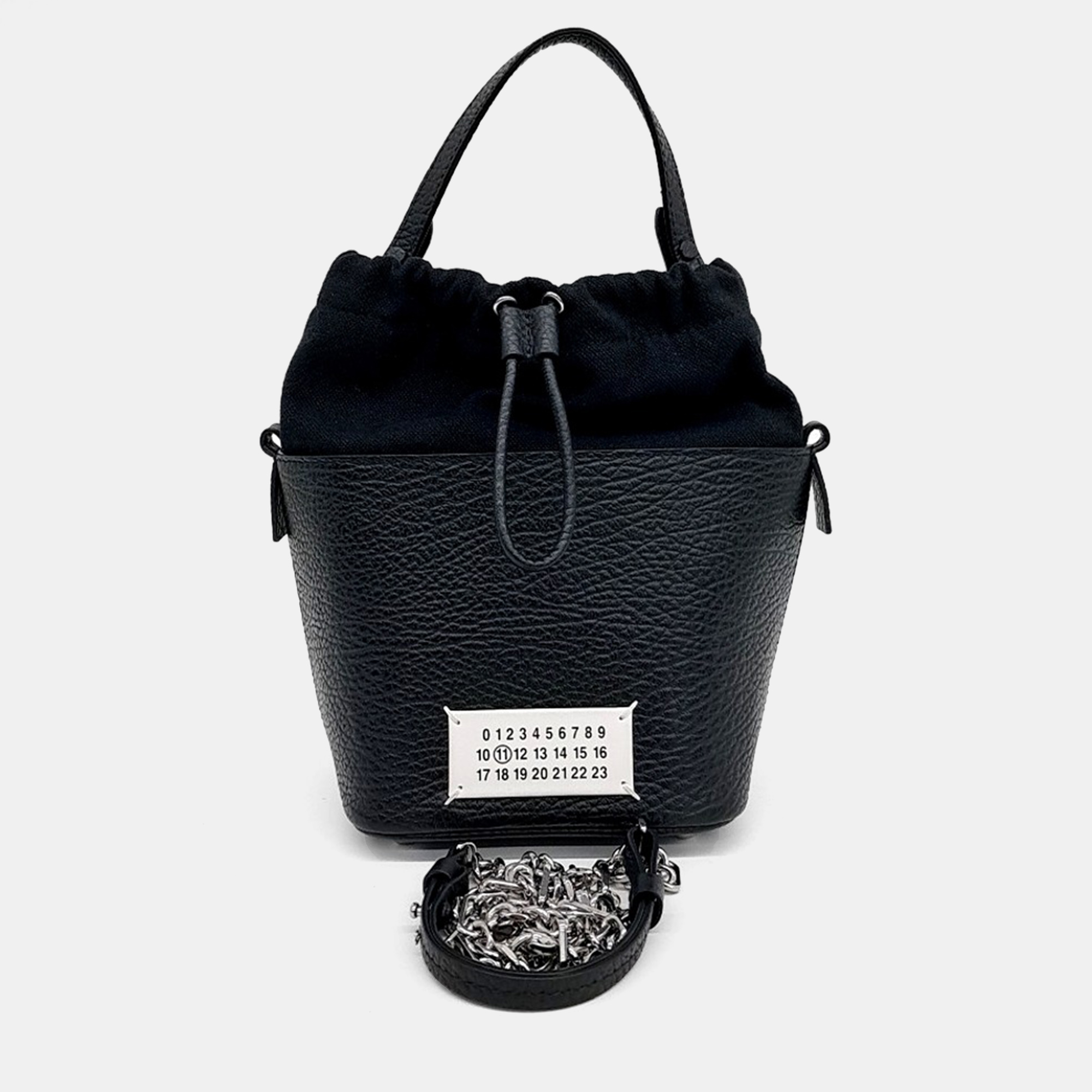 

MM6 Maison Margiela Black Leather 5AC Bucket Bag