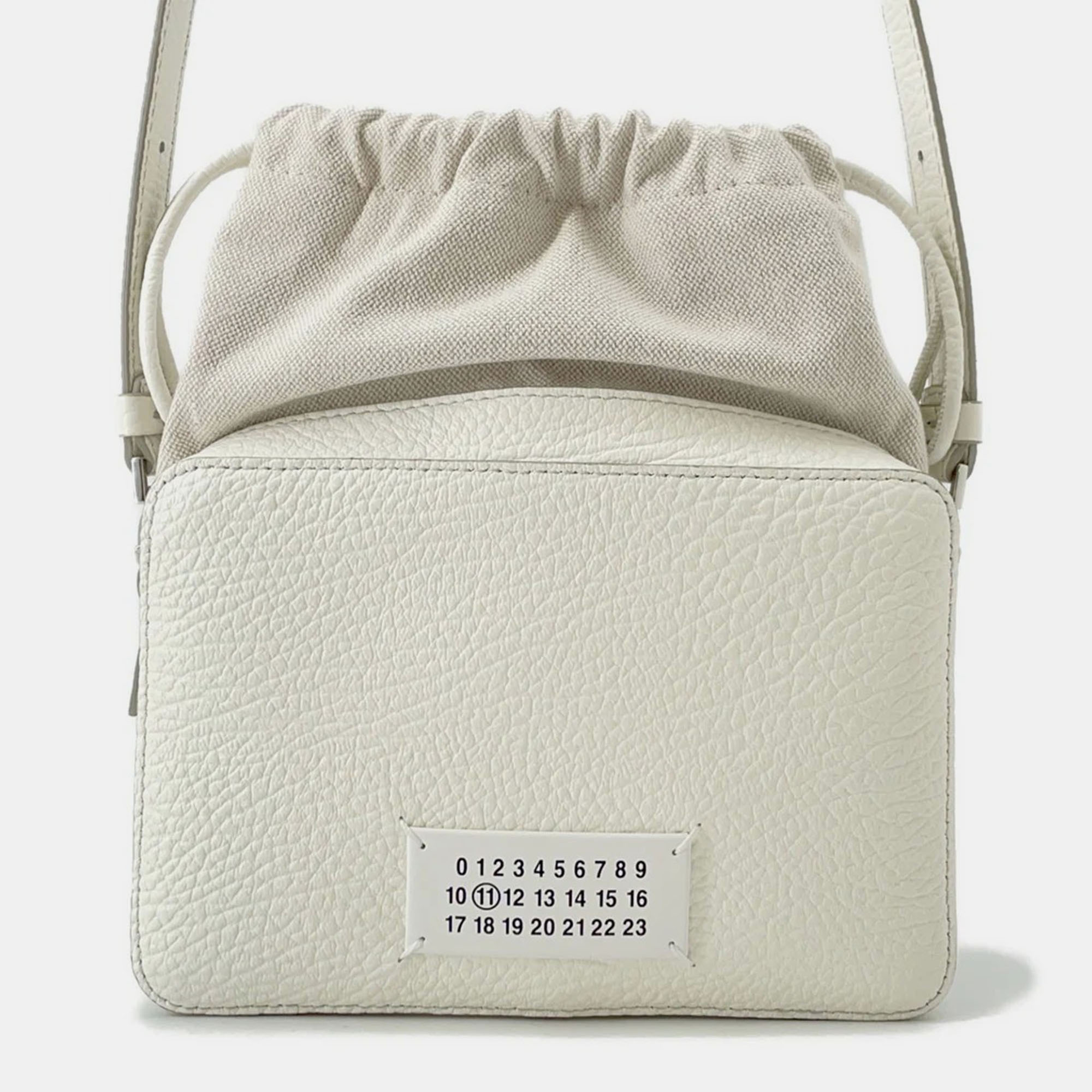

Maison Margiela Maison Margiela 5AC White Leather Canvas Medium Camera Shoulder Bag