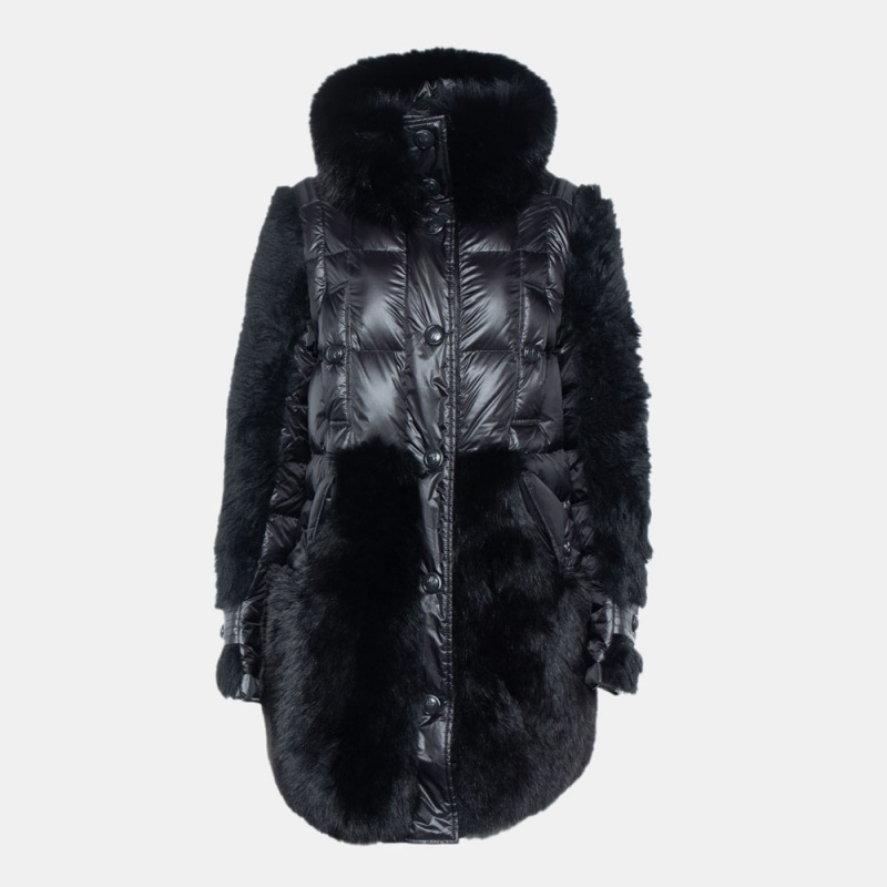 Moncler Grenoble Black Quilted Fur Detail Varna Down Coat M