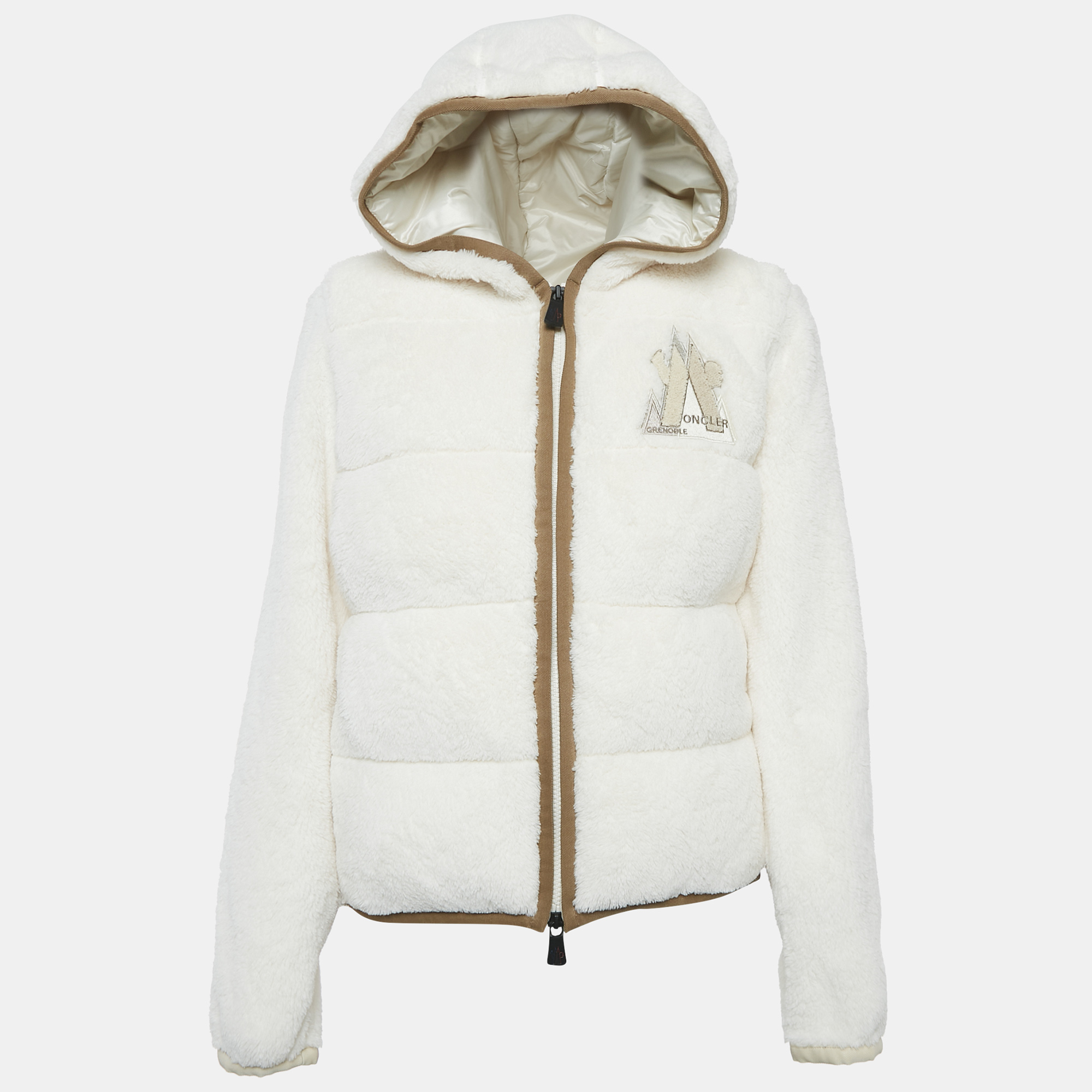 

Moncler Grenoble Ivory Faux Shearling Down Maglia Cardigan Jacket L, White