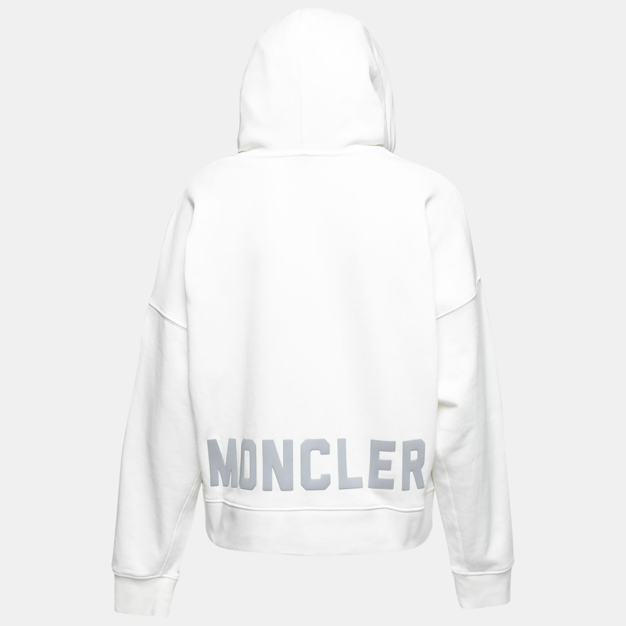 

Moncler Off-White Cotton Reflective Logo Long Sleeve Hoodie