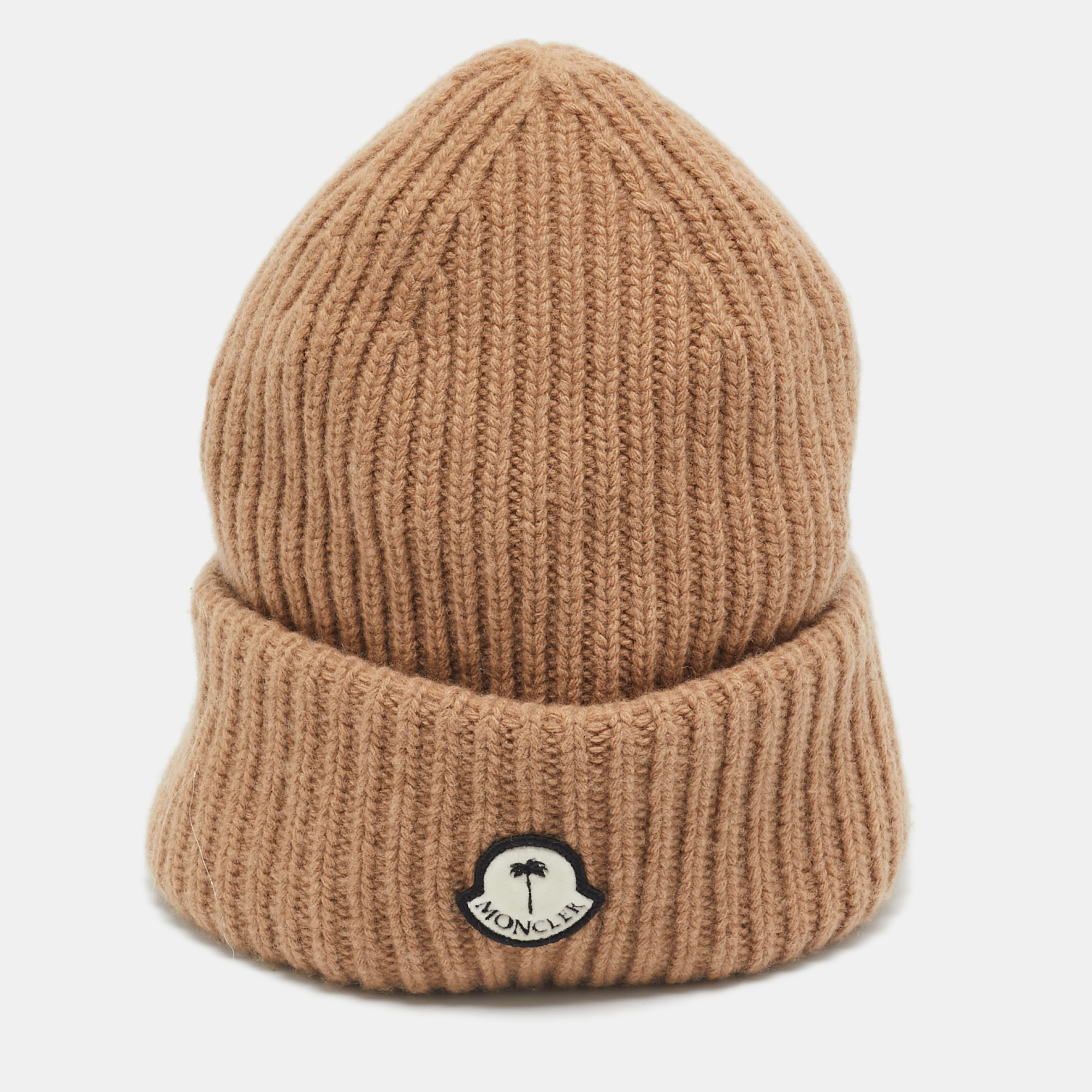 

Moncler 8 Palm Angels Light Brown Wool Beanie