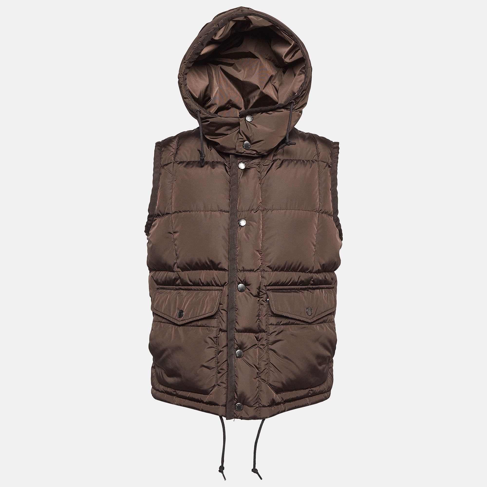 

Moncler Brown Synthetic Detachable Hood Quilted Down Jacket M