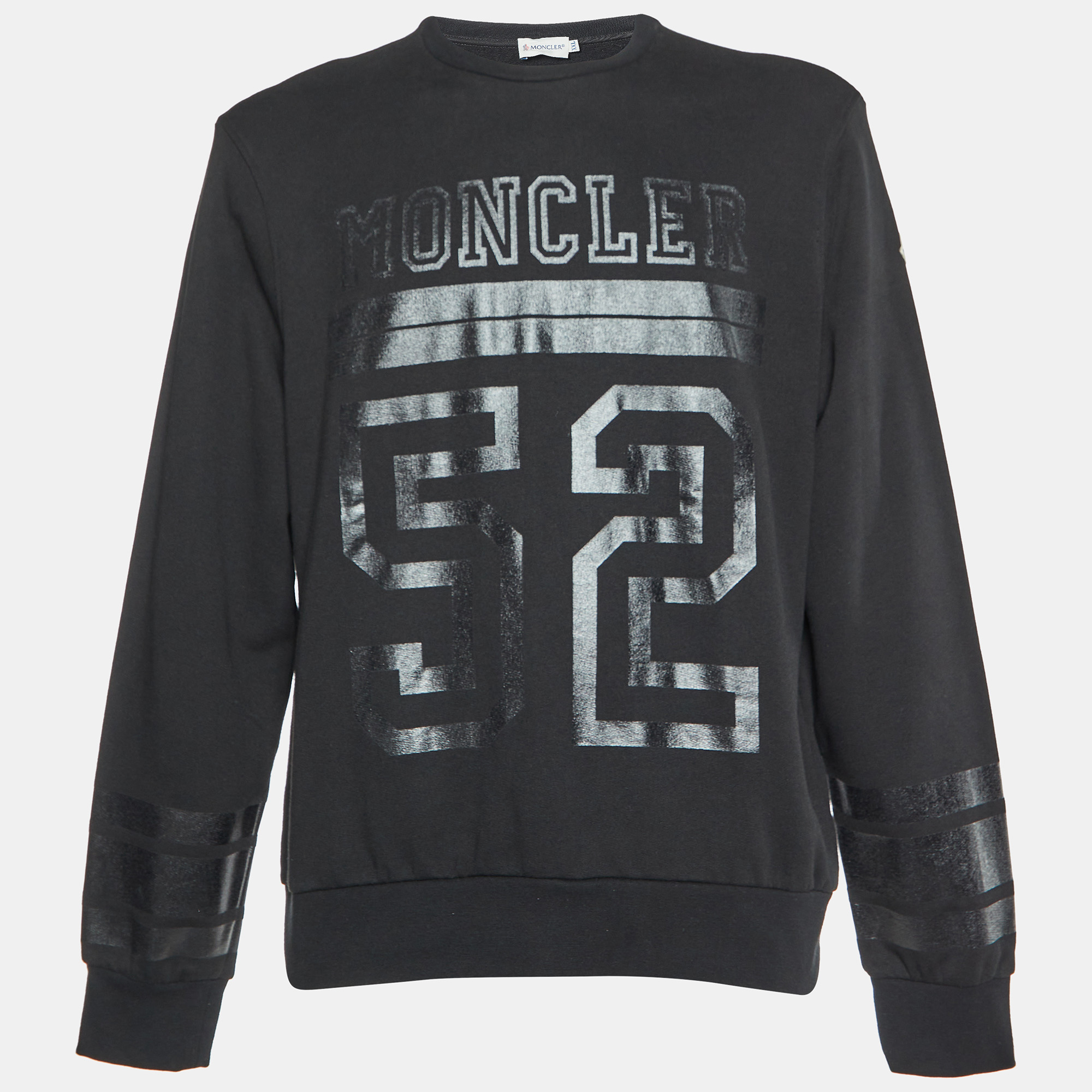 

Moncler Black Printed Cotton Knit Crewneck Sweatshirt XXL
