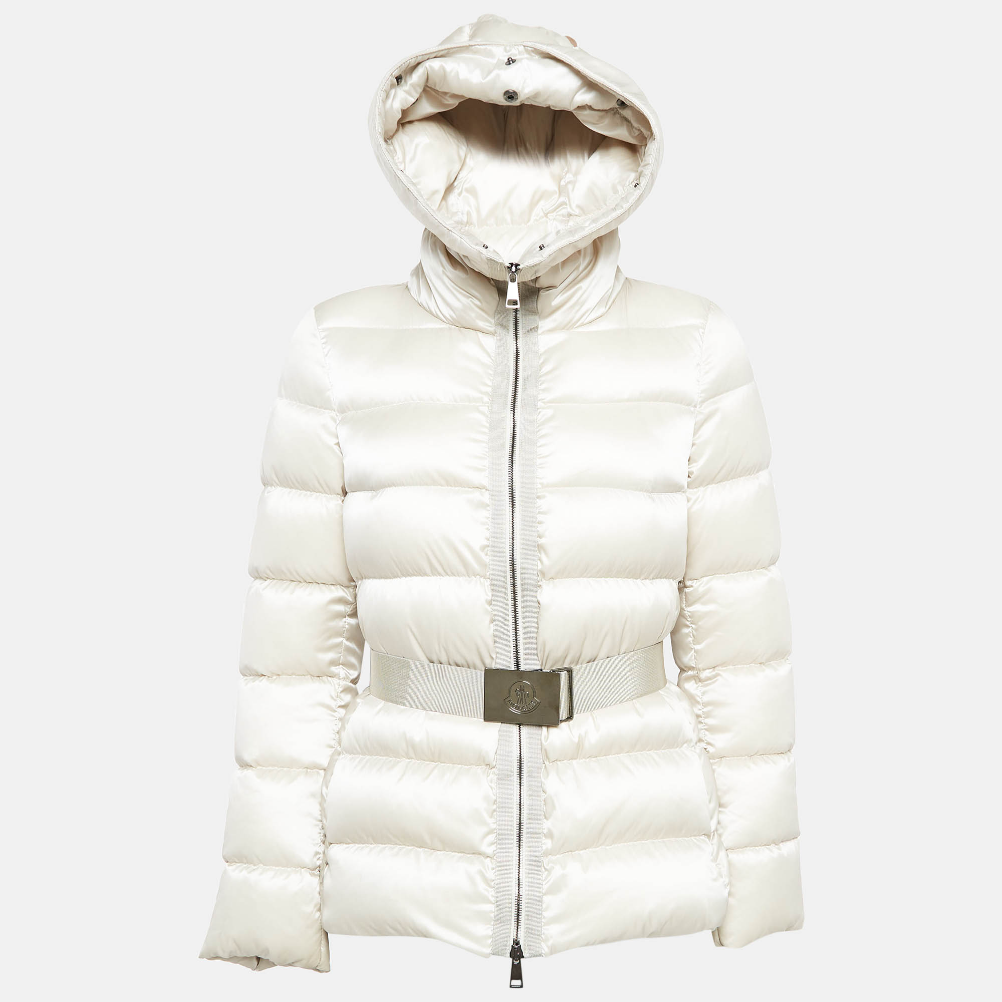 

Moncler Beige Nylon Hooded Down Tatie Jacket M