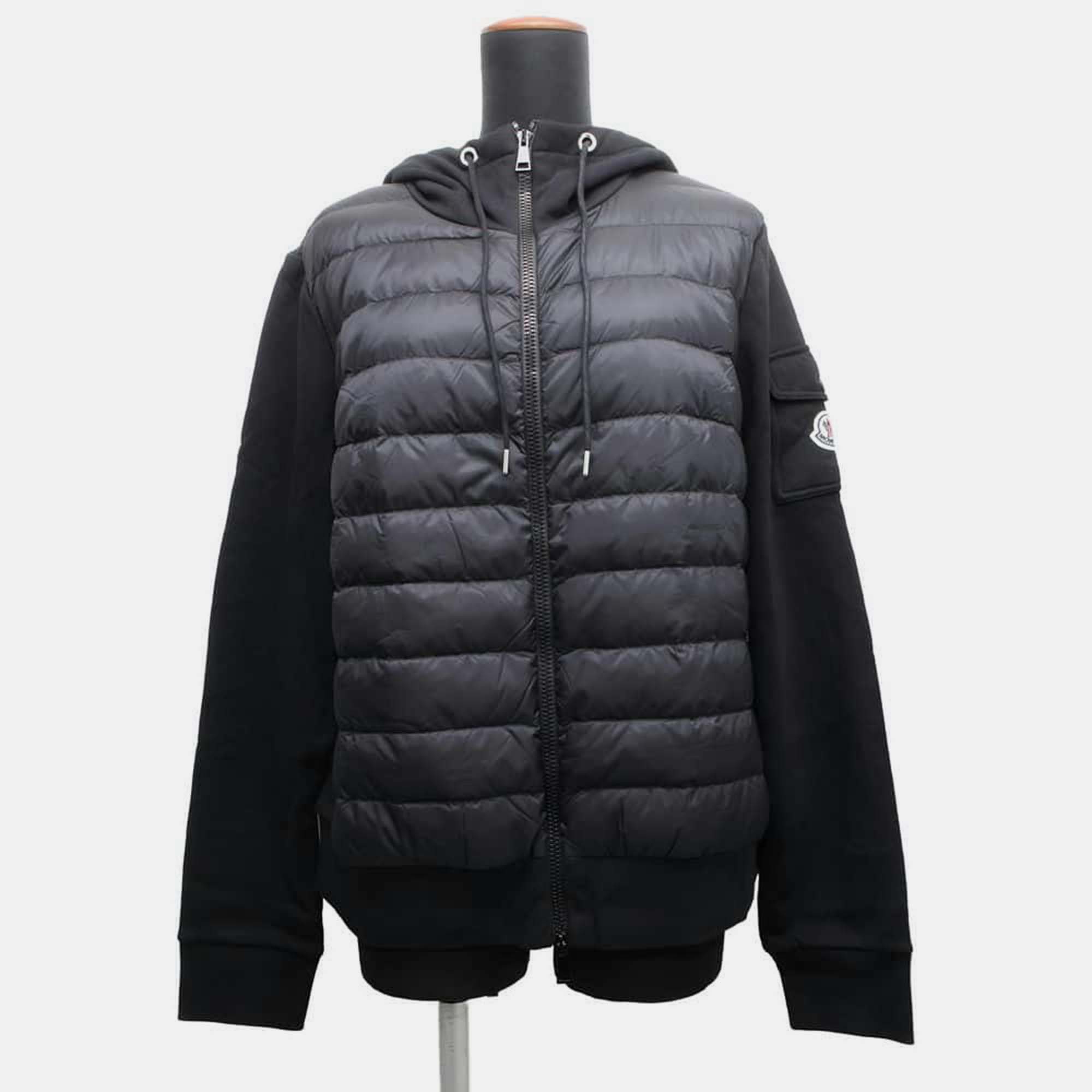 

Moncler Black Nylon Maglia Cardigan Down Switch Knitted Fabric Zip Parka Jacket Size