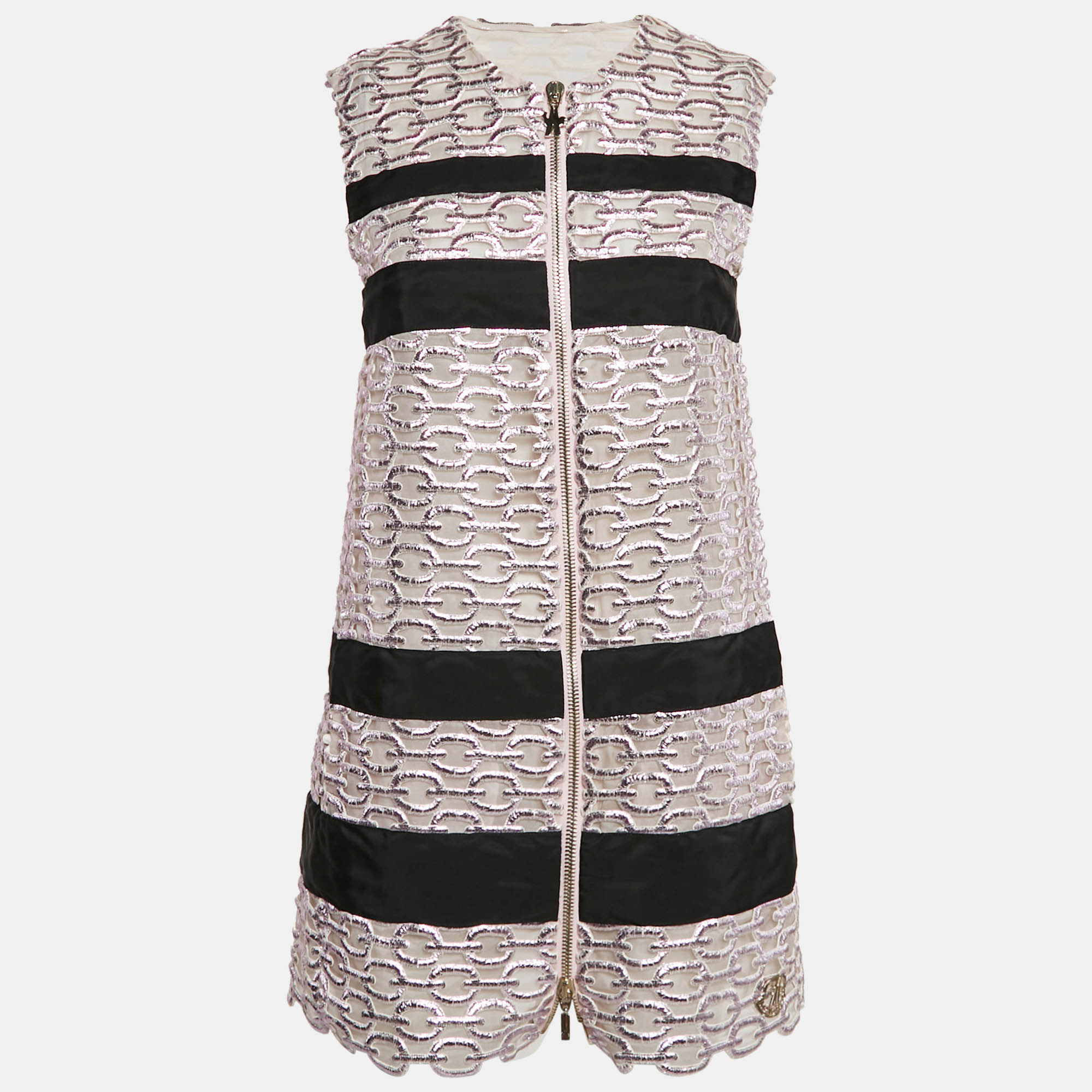 

Moncler Metallic Pink Lace Lucy Gilet Mini Dress XS