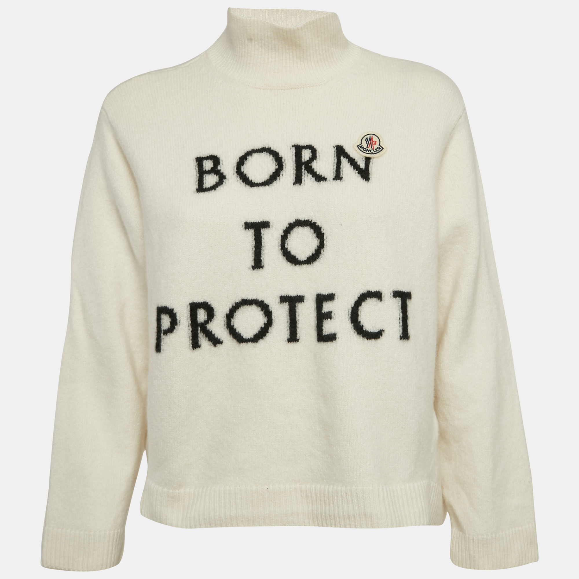 

Moncler Off White Born To Protect Intarsia Wool Knit Turtleneck Sweater M