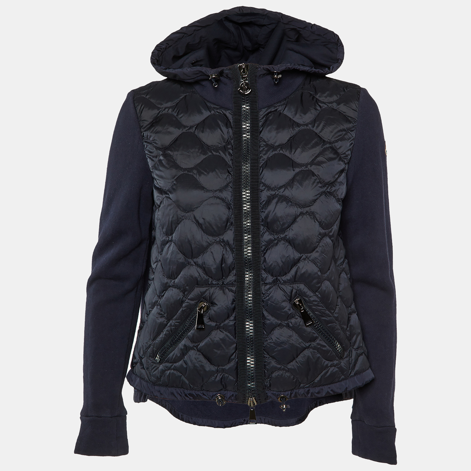 

Moncler Navy Blue Quilted Zip Up Cardigan Jacket S