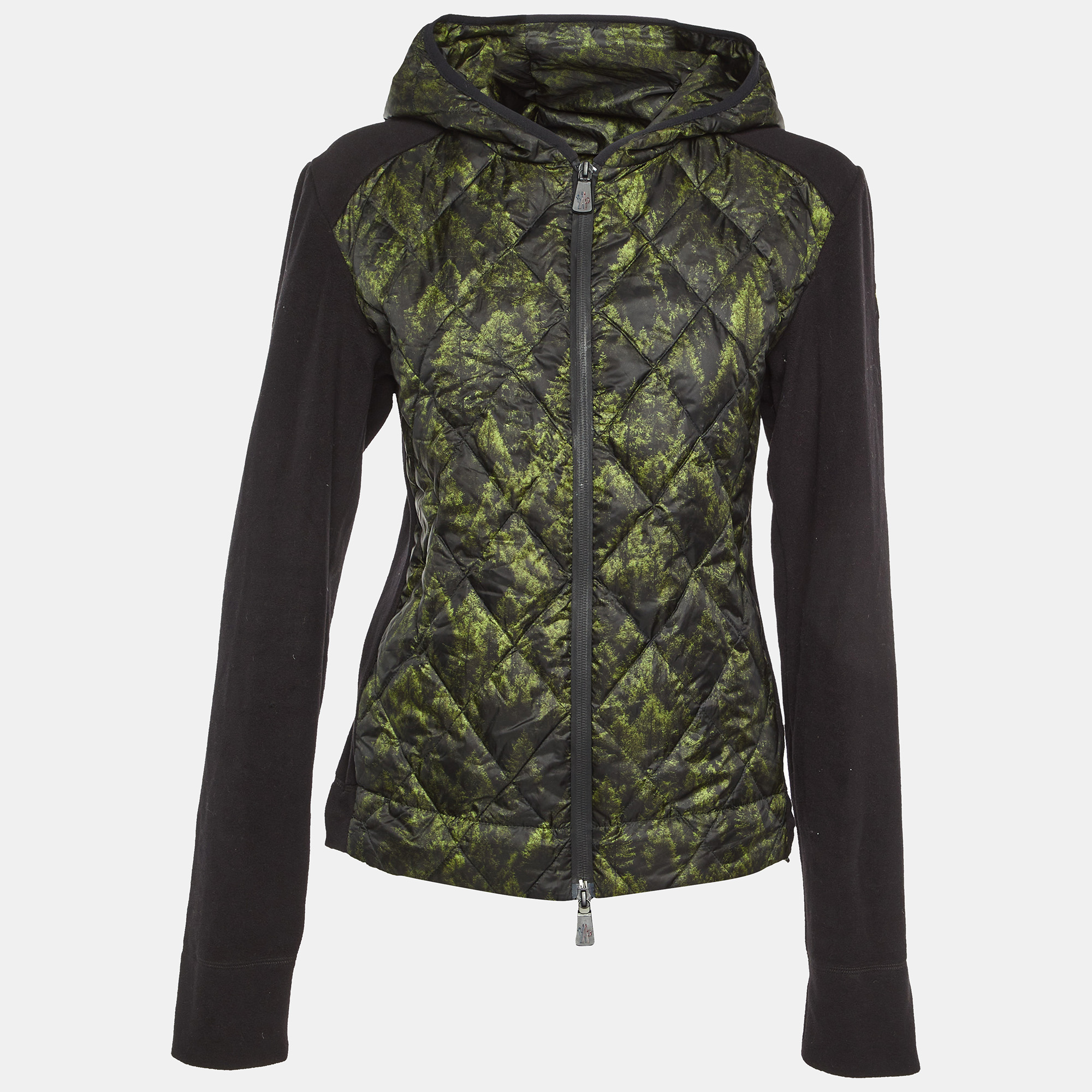 

Moncler Green Polyester Hooded Zip Front Jacket M