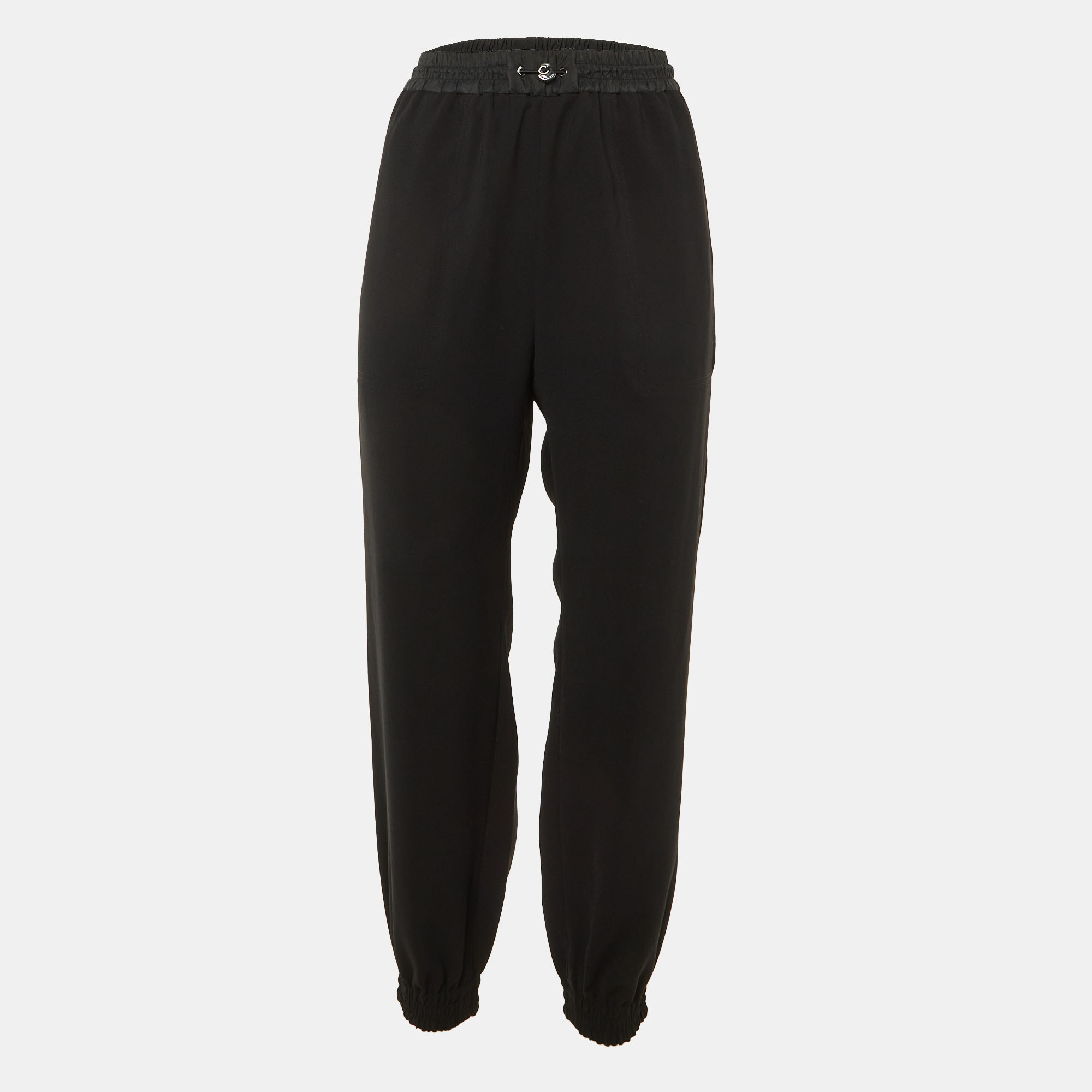 Pre-owned Moncler Black Crepe Track Pants Xs