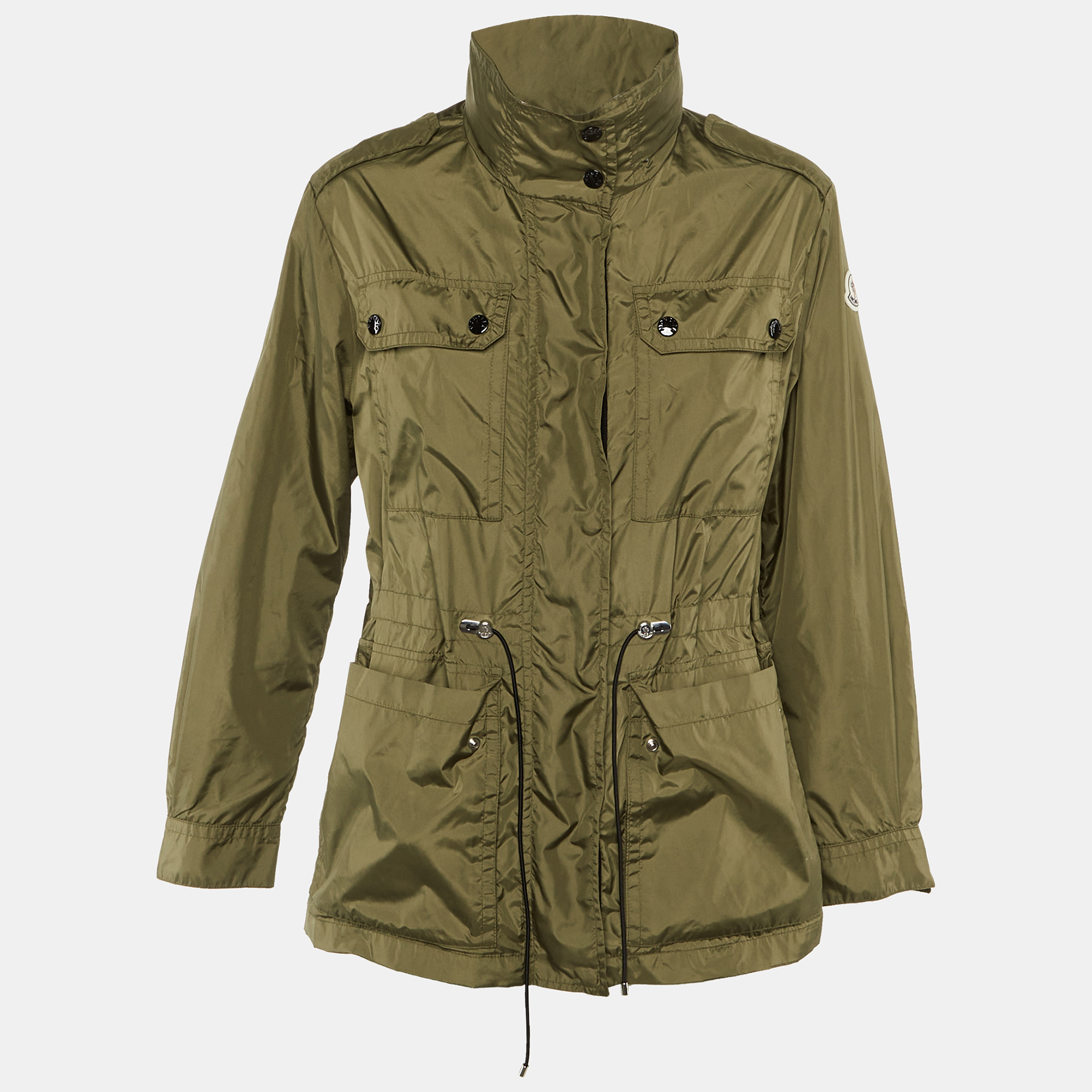 

Moncler Olive Green Nylon Logo Patch Agde Jacket S