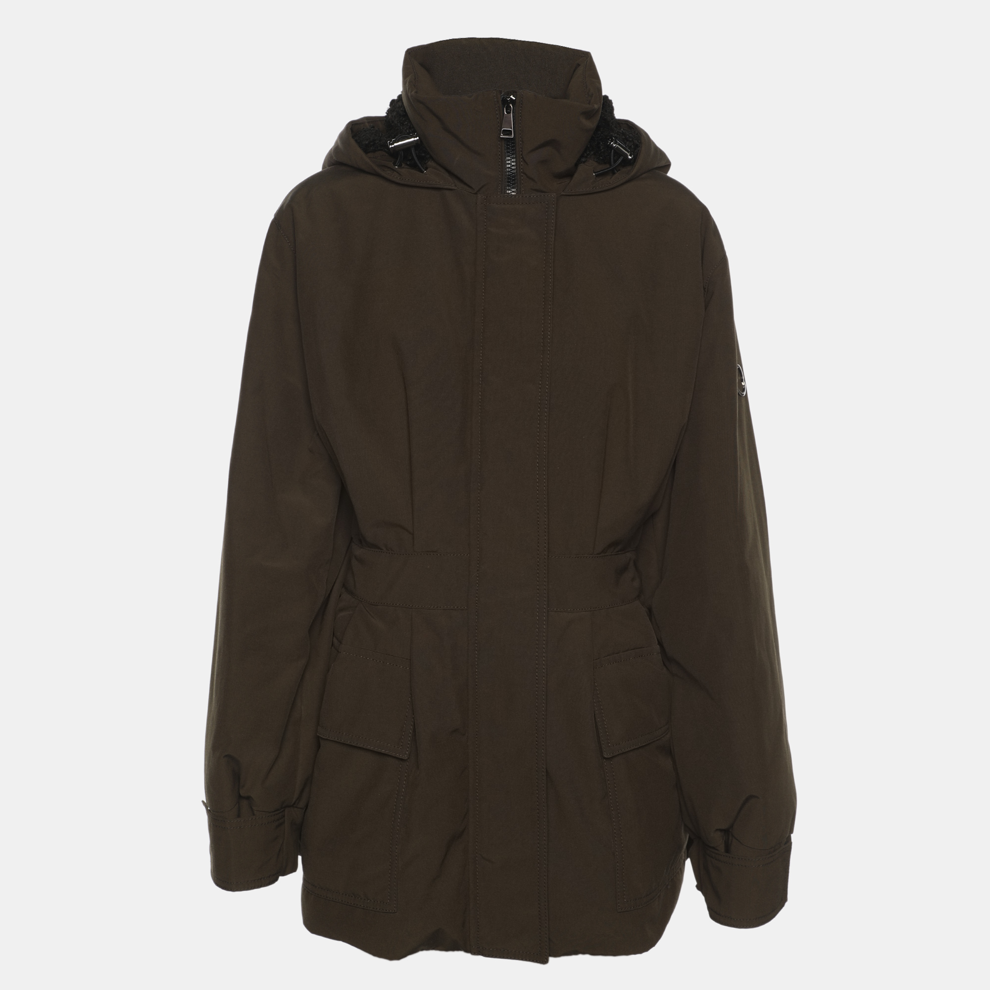 Pre-owned Moncler Green Gabardine And Boucle Sieck Down Jacket S