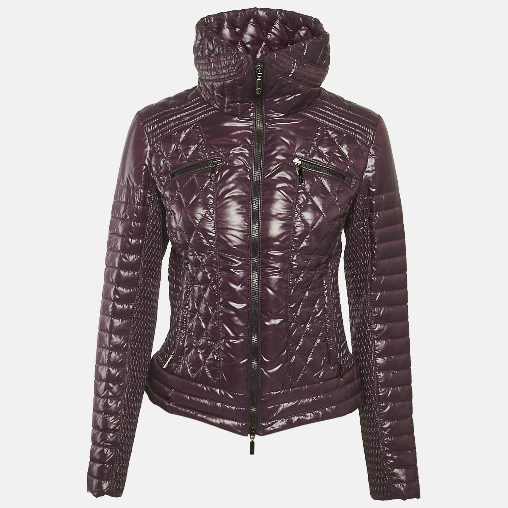 

Moncler Purple Synthetic Short Biker Jacket M