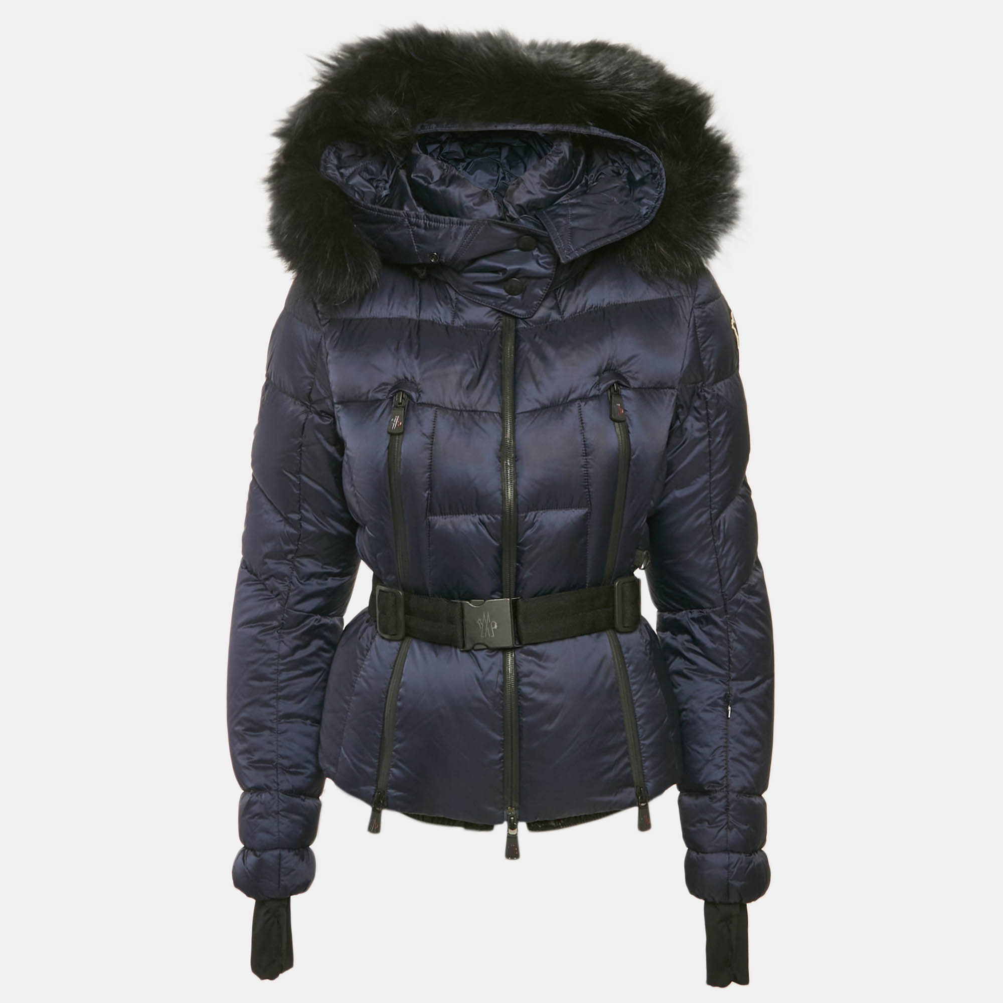 

Moncler Blue Nylon Puffer Real Fur Down Jacket M