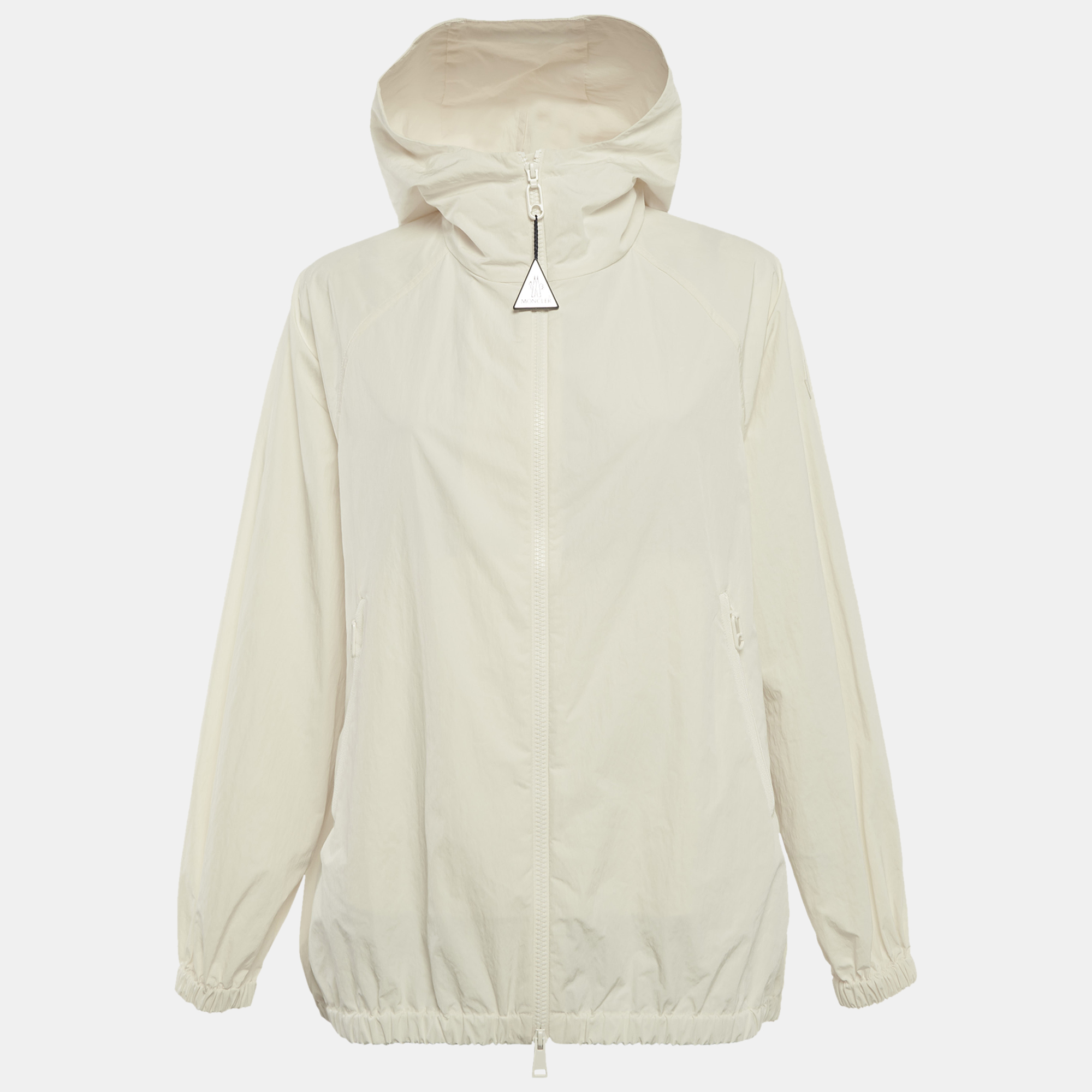 

Moncler Off White Logo Applique Synthetic Euridice Zip-Up Jacket XS