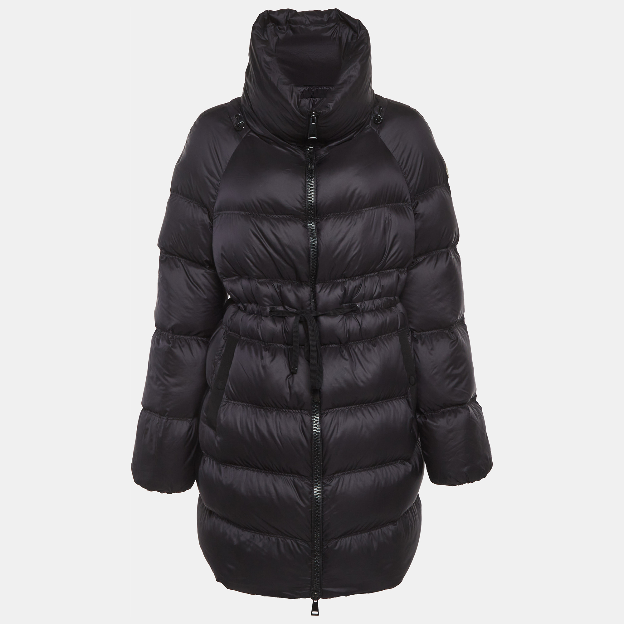 

Moncler Black Polyamide Zip Front Long Jacket XL