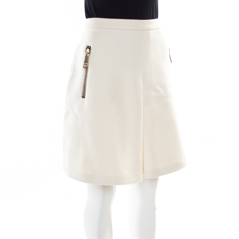 

Moncler Off White Wool Quilted Back Detail Down Skirt