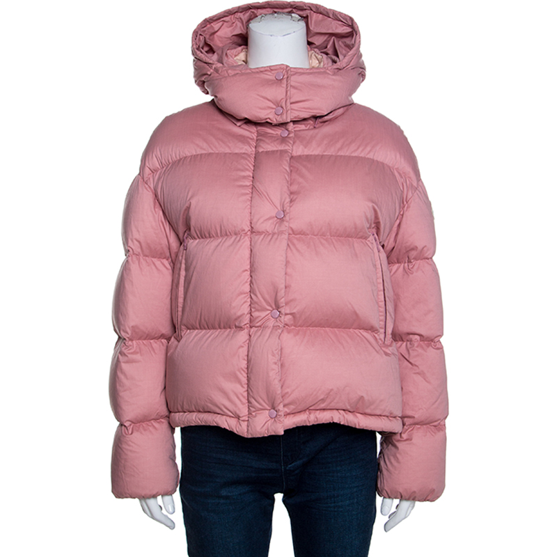 Pre-owned Moncler Pink Cotton Goose Down Paeonia Puffer Jacket M