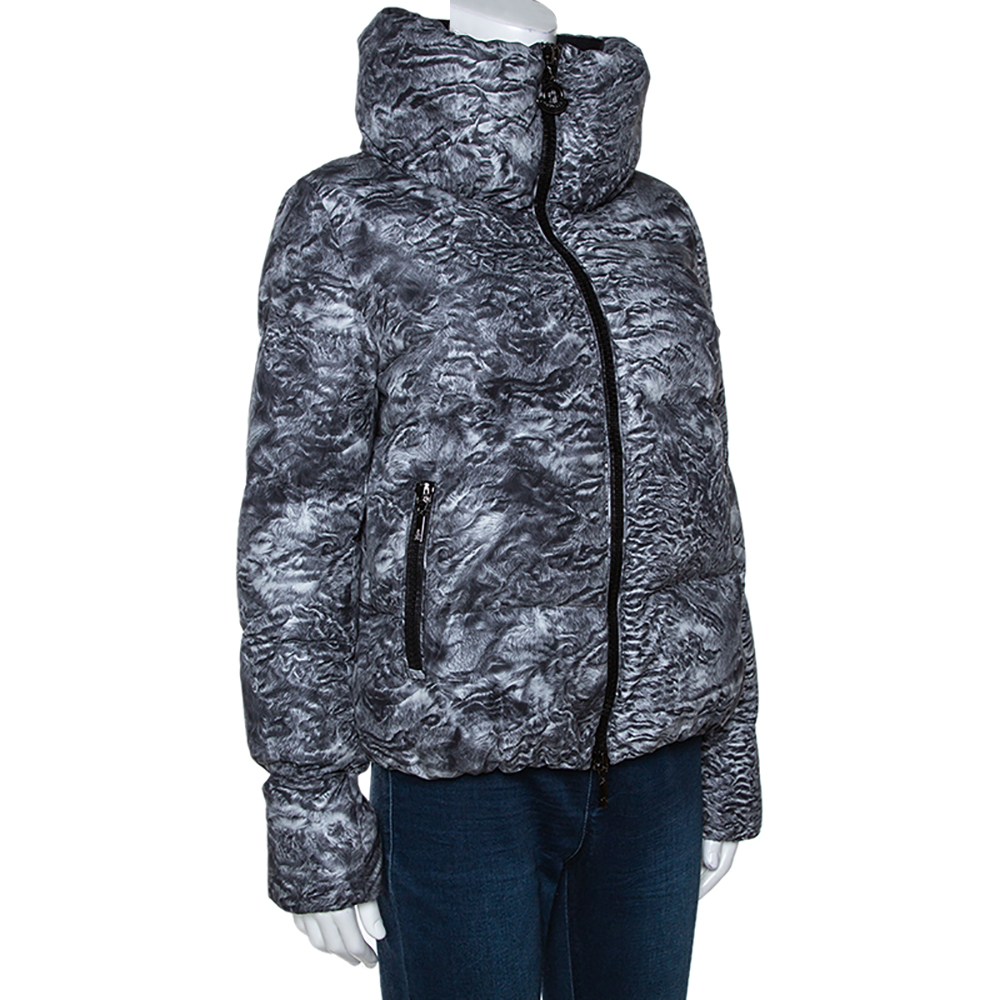 

Moncler Grey Astrakhan Print Down Quilted Ratel Jacket